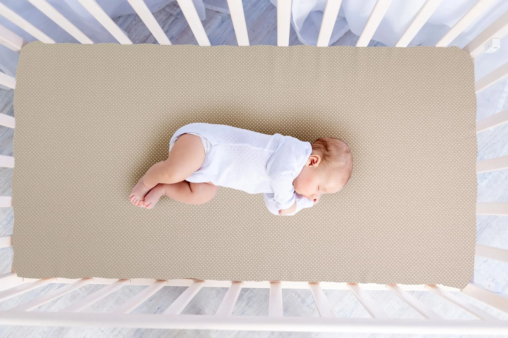 GHIOCUSCINI | Materasso Pieghevole per Culla CAMPEGGIO, Materasso Bambino 100% Cotone, Fantasia POIS NOCCIOLA, Sfoderabile e Lavabile, 60 x 120 cm, Alto 4.5 cm, Made in Italy