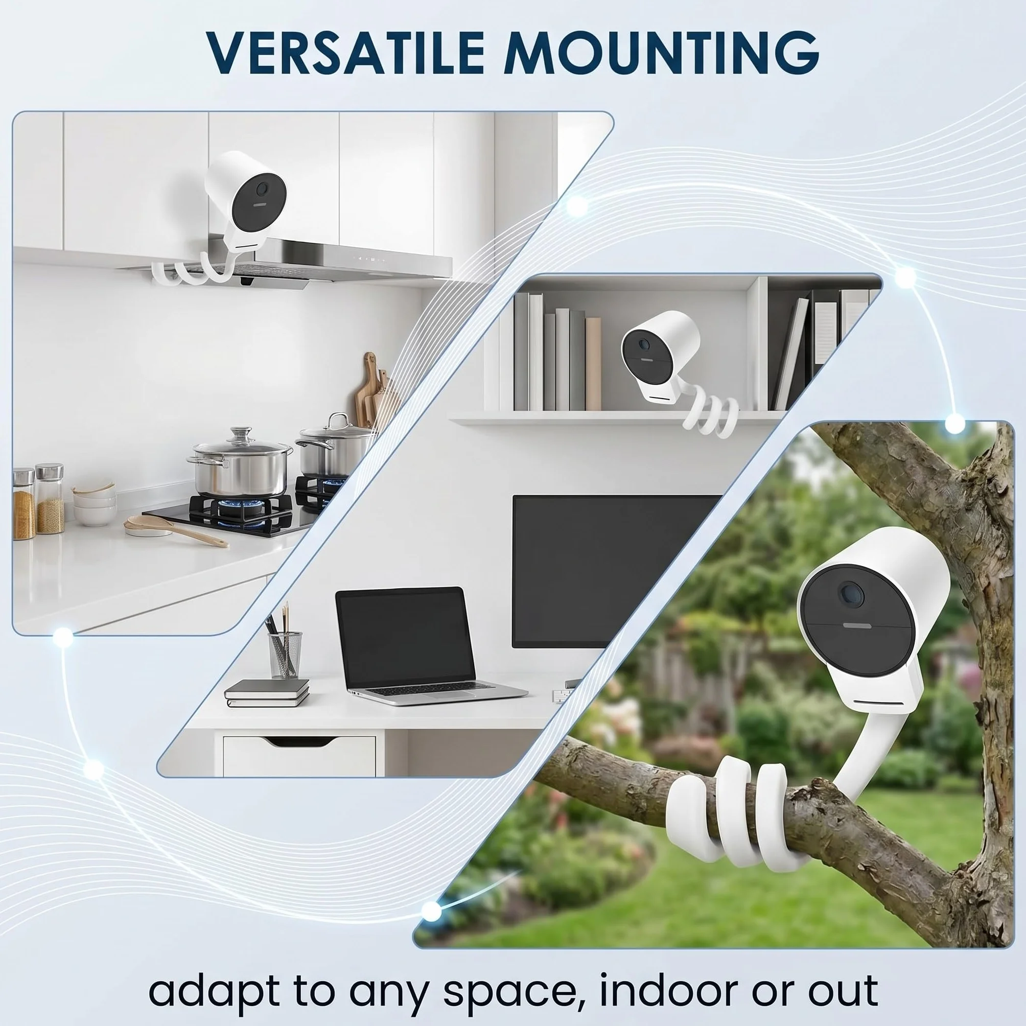 Supporto Baby Monitor Universale, Braccio Flessibile per Telecamera Culla, Compatibile con Supporto Telecamera Senza Fori per Monitoraggio Neonati, Bianco