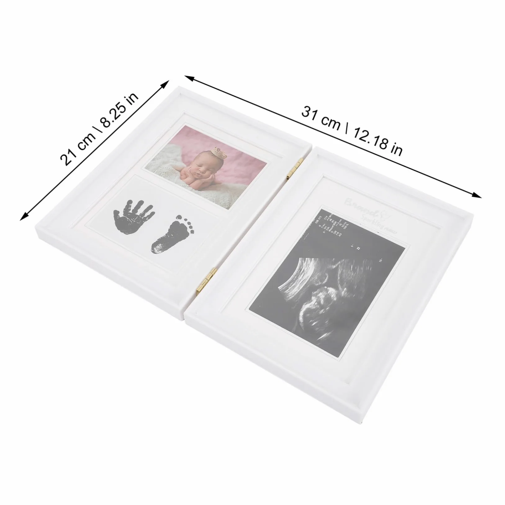 KOMBIUDA Cornice Portafoto Neonata in Pvc Rosa Impronta Mani e Piedi, Design Unico e Creativo, per Camera del Ragazzo Ragazza o Soggiorno, Idea Regalo Nascita Personalizzata