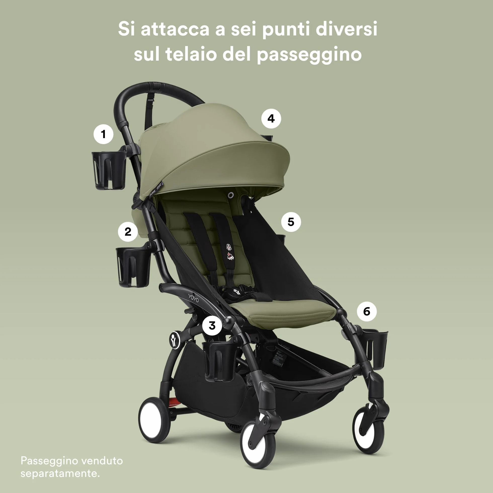 Portabicchieri Stokke YOYO - Facile da fissare in sei punti diversi sul passeggino YOYO