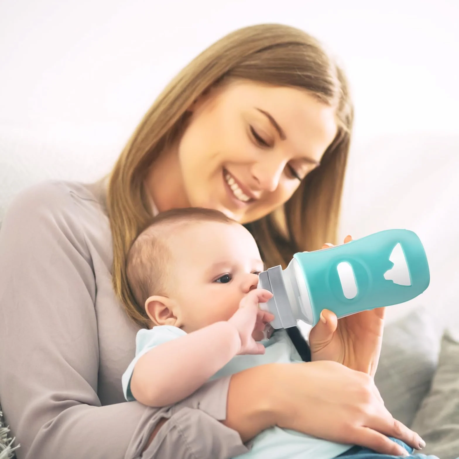 Confezione da 3 contenitori in silicone per biberon da 240 ml, infrangibili, copertura anti-goccia per biberon, adatti per bottiglie Philips Avent, senza Bpa (bianco/blu/verde)