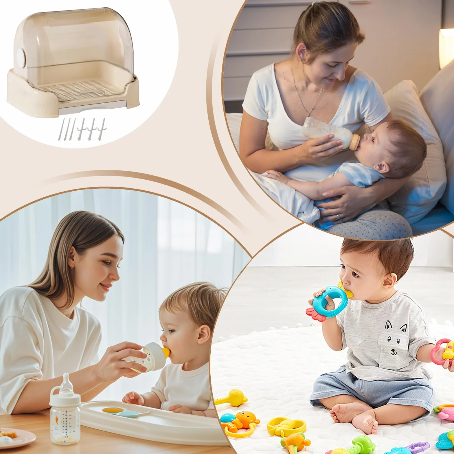 Contenitore per biberon, 30,5 cm, organizer per biberon, supporto rimovibile con funzione di facile scarico, comodo da riporre, perfetto per asilo nido, asilo nido, casa, viaggi