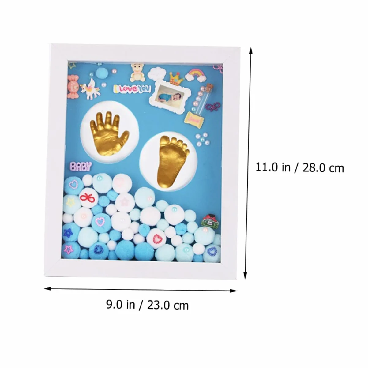 VICASKY Kit per Impronte di Mani e Piedini Bambino Bambina Cornice in Acrilico Oro per Regalo Primo Compleanno o Cerimonia e Decorazione Murale