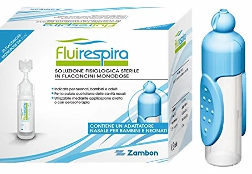 Fluirespira soluzione fisiologica terile, 30 flaconcini monodose con protegginasino per bambini e neonati