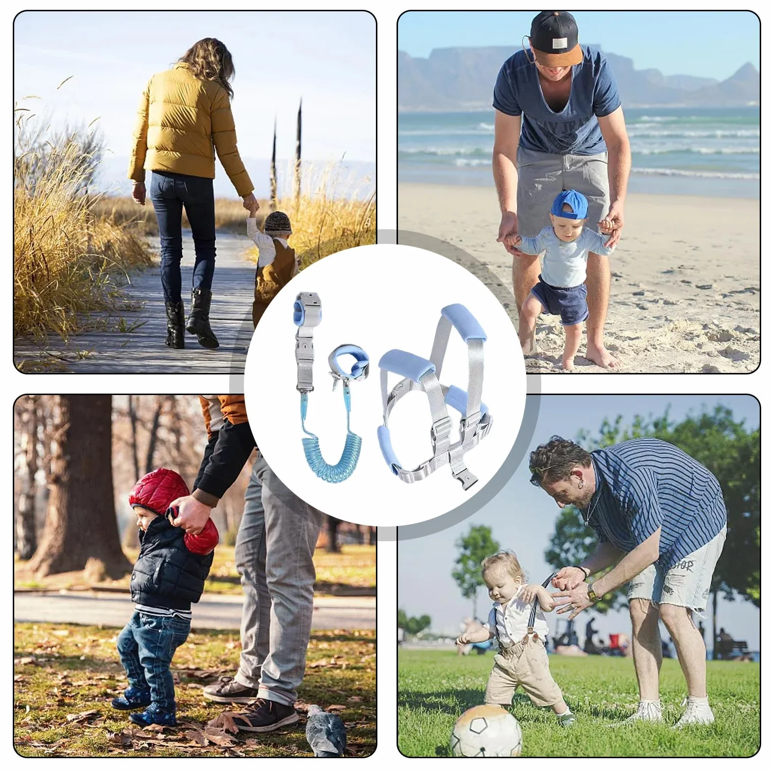 Imbracatura Di Sicurezza Per Bambini - Si Al Buio 3 1 Imbracature Per Bambii Con Guinzaglio, Cinturini Per Polsi | Cinture Anti-smarrimento Per L'assistente Alla Camminata Del Bambino. Il Br