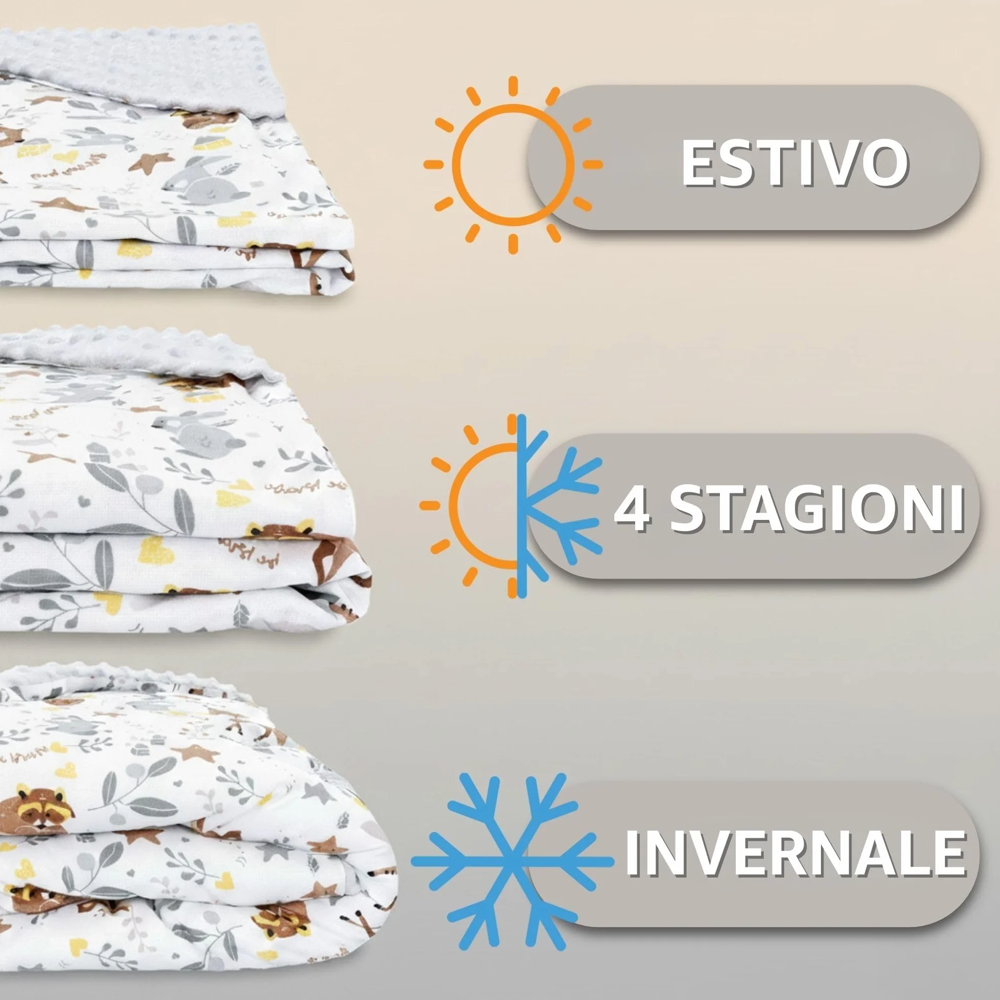 Sacco ovetto coperta invernale 90x90 cm - universale lavabile copertina per passeggino bebe per seggiolino auto bambino o swaddle neonato 0-6 mesi Oeko-Tex Giraffe