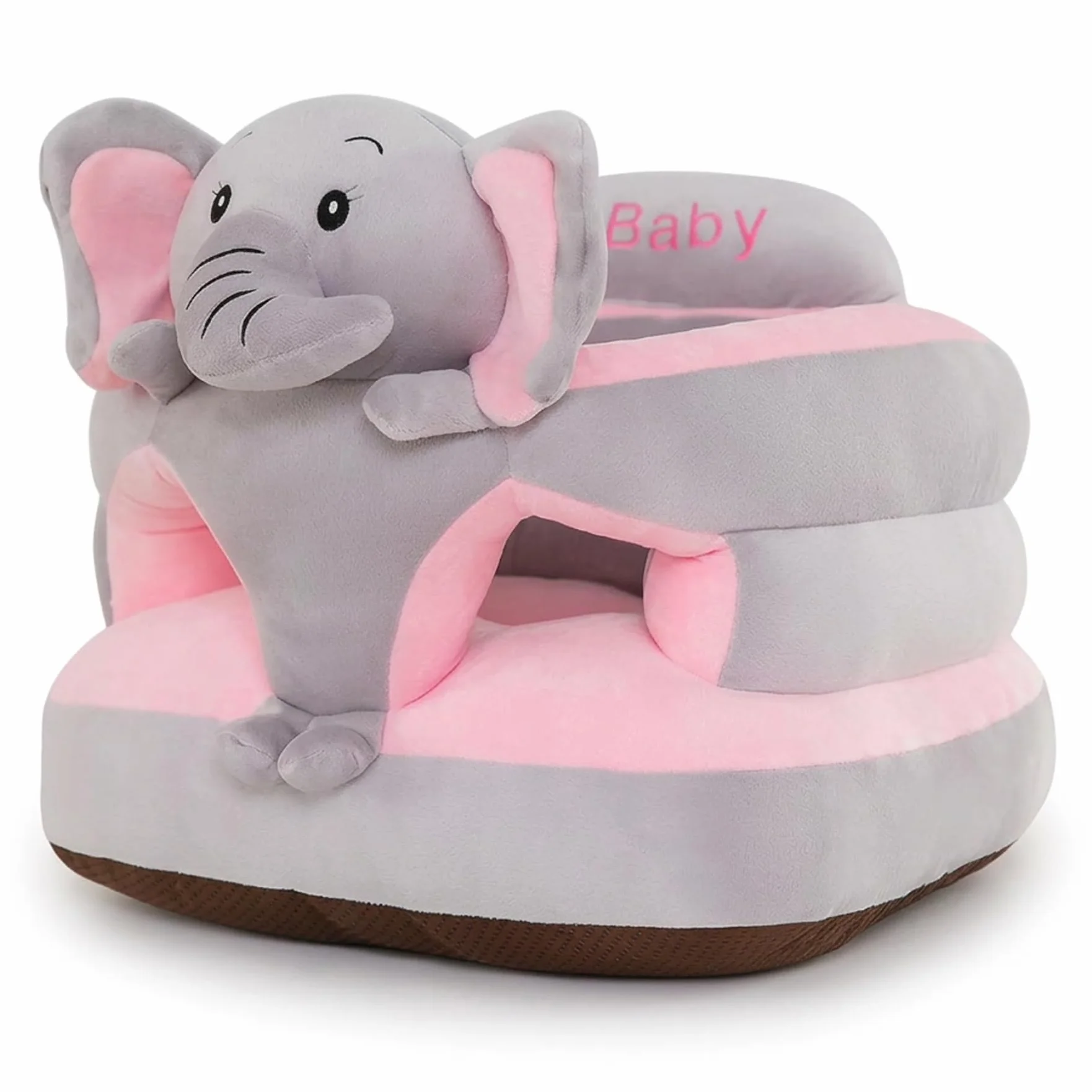 Sedia Sit Up per Bambini, Seggiolino da Terra Sit Me Up Elefante per Bambino, Cuscino di Supporto in Morbido Peluche con Base Antiscivolo, Articoli per Neonati (Grigio), Utilizzo IntéRieure