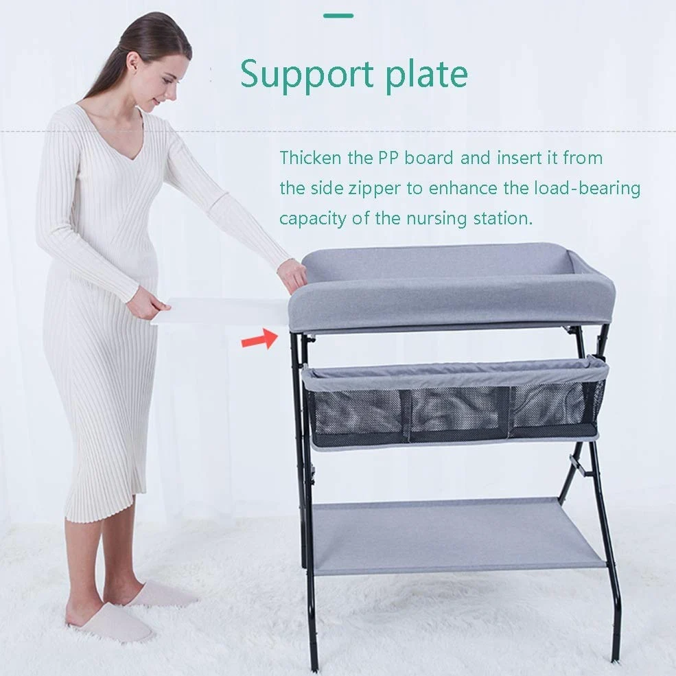 MObyat Baby Fasciatoio,Stazione da Viaggio Grigia, cassettiera Pieghevole per Pannolini, Organizer per la cameretta, Stile Gamba Incrociata