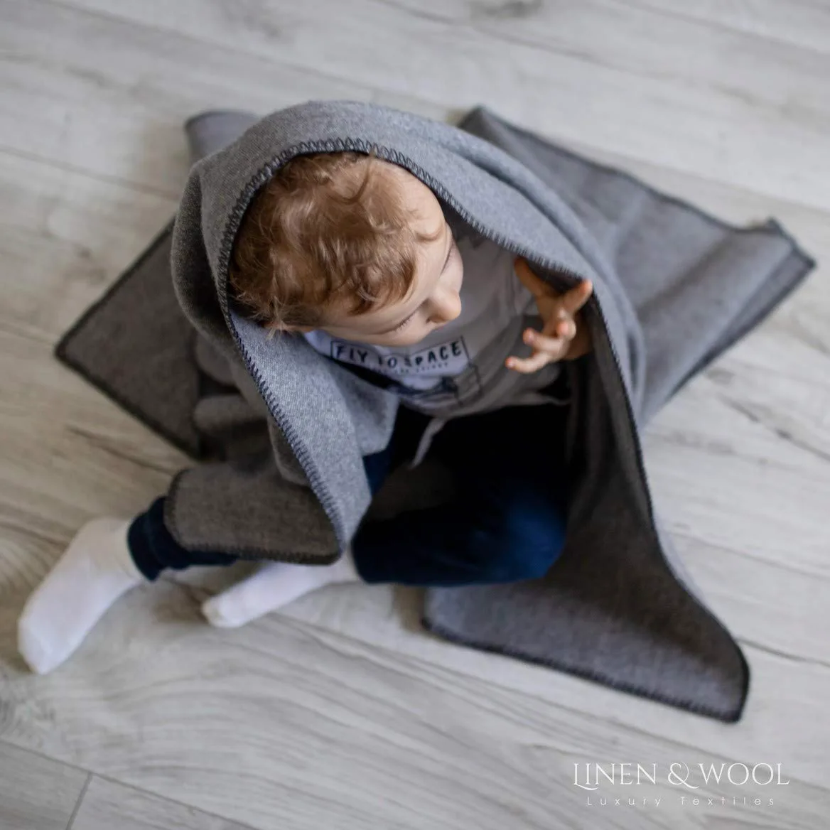 Linen & Cotton Morbido e Caldo Doppia Faccia Coperta Bambini Copertina Neonato Prima Coperta Santino - 100% Lana Merinos Superfine, Grigio (90 x 140 cm) per Carrozzina Culla Passeggino Lettino Viaggio