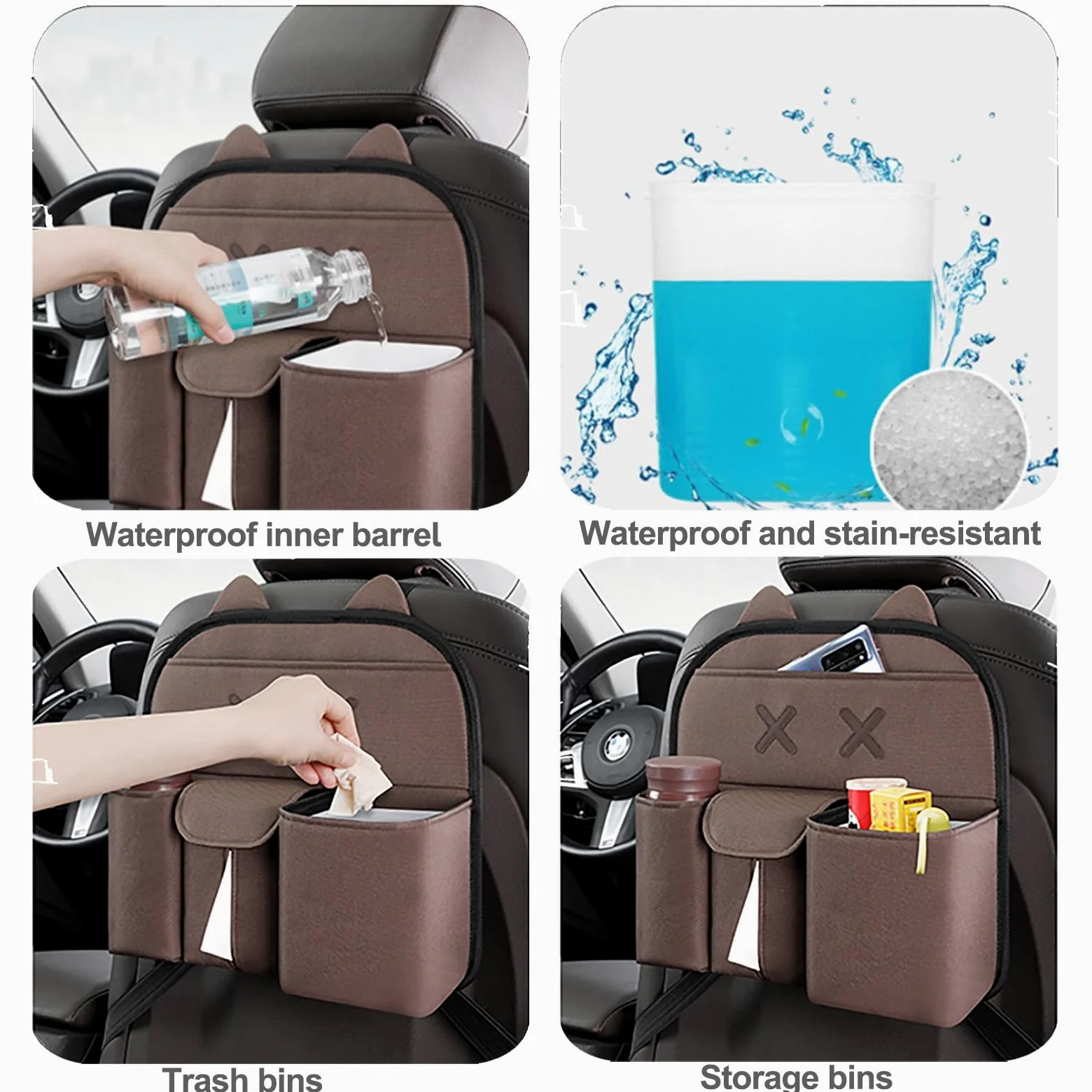 Organizer per seggiolino Auto con Spallacci Regolabili in Lunghezza, Auto Organizzatore Kick Mats Impermeabile Sedile Posteriore, Organizer per sedili Posteriori con(Black)