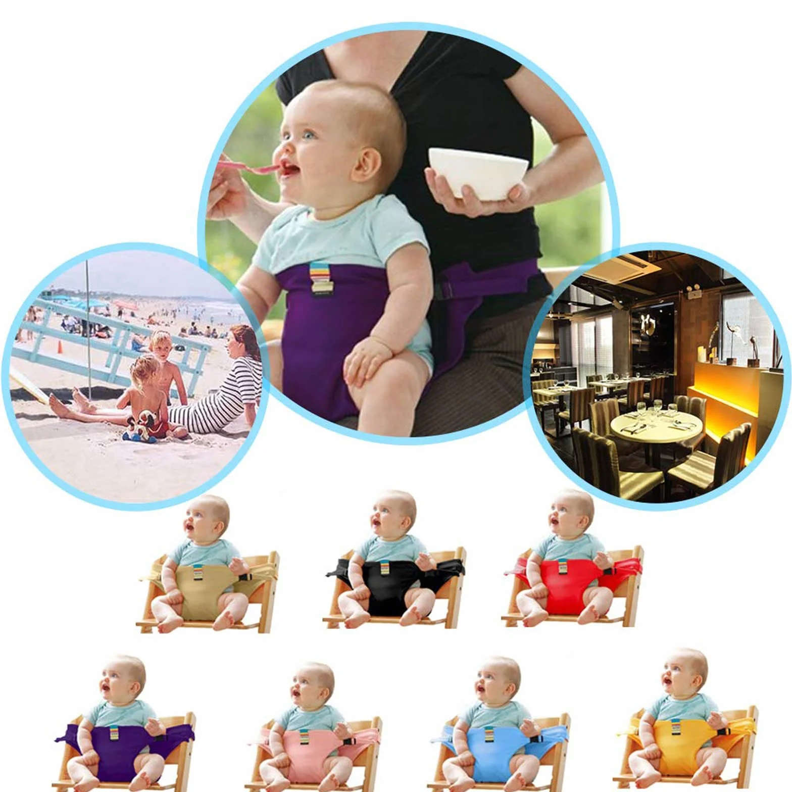 Lychee seggiolini di sicurezza per bambini con cinghie, cintura di sicurezza per seggiolino da alimentazione portatile per viaggi/casa/ristoranti/shopping (Viola)