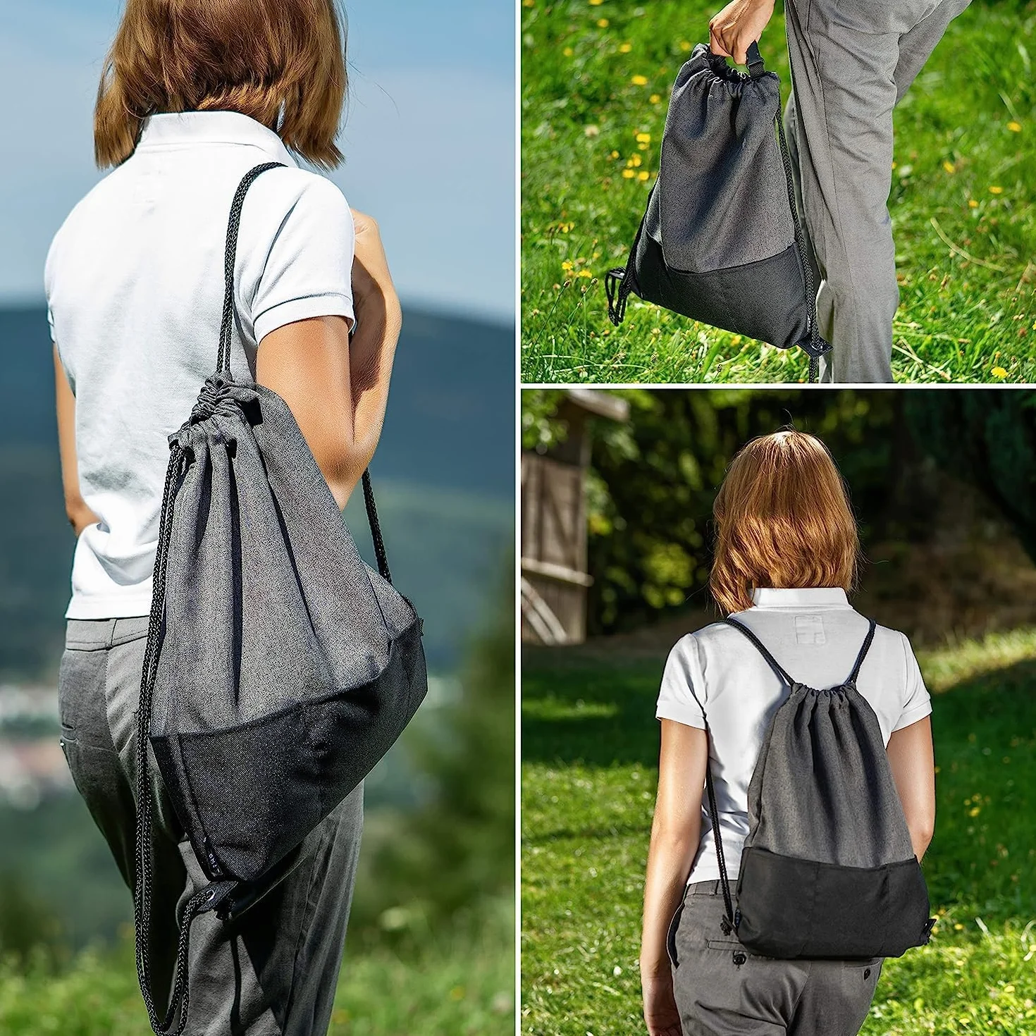 Zamboo Borsa Passeggino Universale - Borsa Organizer Passeggino con Ganci per Maniglione - Borsa Carrozzina Neonato - Grigio Nero