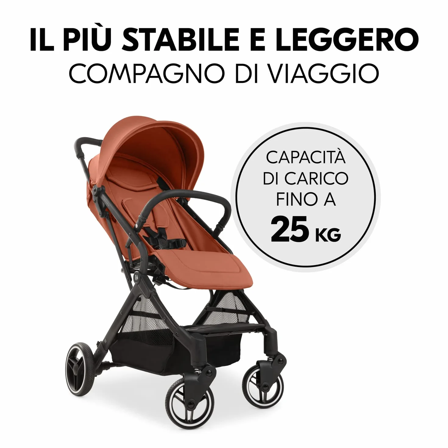 hauck Travel N Care Plus, Arancione - Passeggino da Viaggio Leggero dalla Nascita fino a 22 kg - Tessuti Stretch e Cuscino - Reclinabile, Compatto e Richiudibile - Cappottina UPF 50+ Finestre in Rete