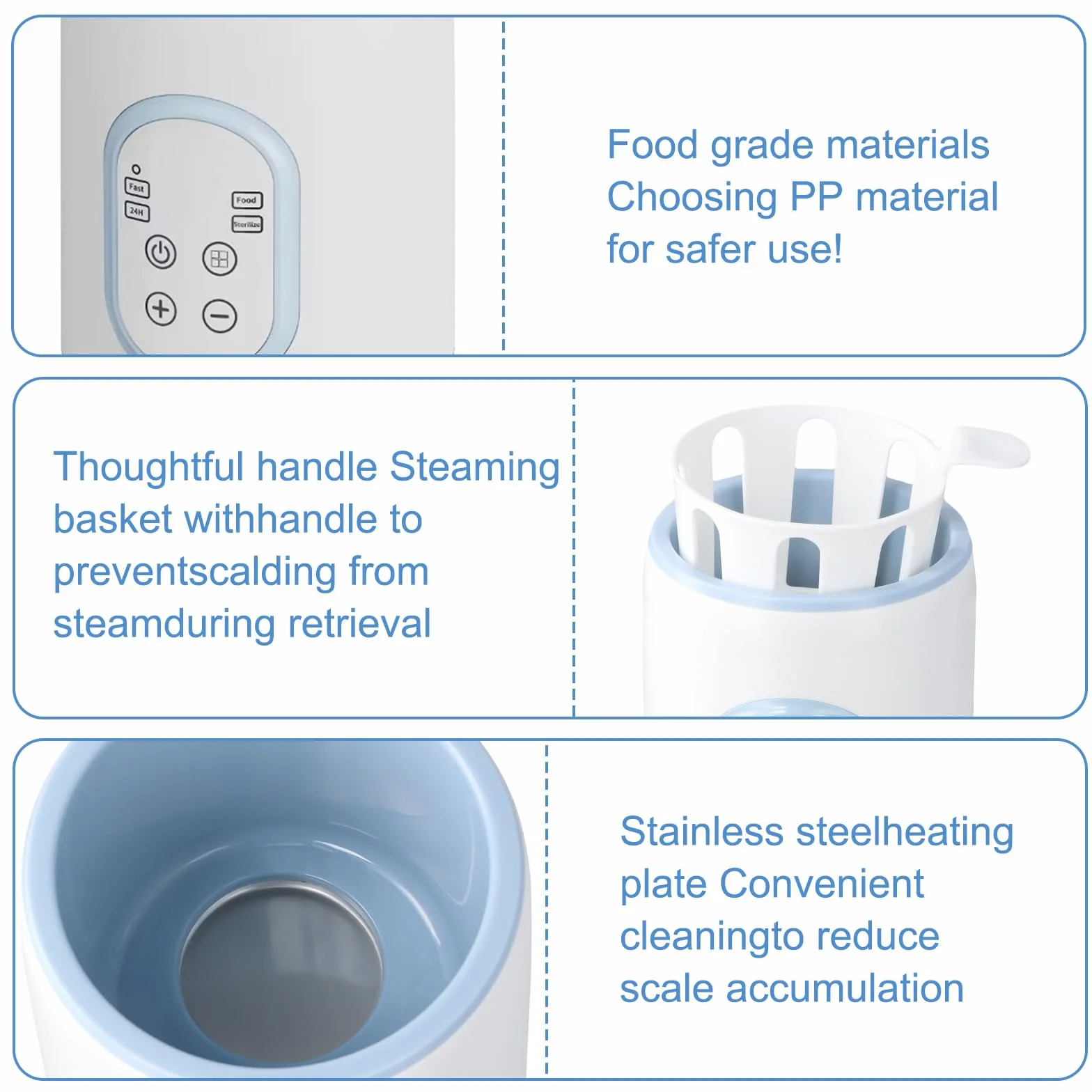 Scaldabiberon, Rapido Scaldalatte Bambini per Latte Materno o Formula, 8 in 1 Sterilizzatore per Biberon, Scongelamento Rapido Intelligente, Mantenimento in Caldo, Sterilizzazione, Facile da Usare