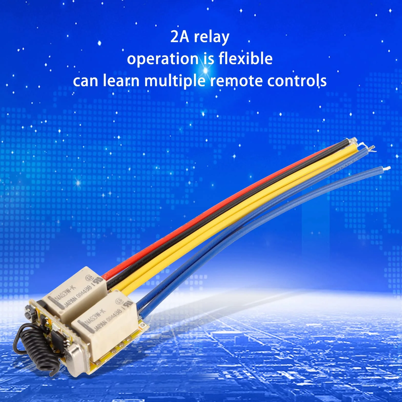 Interruttore Telecomando a Relè DC3.7-2V, Interruttore Wireless Universale a 433Mhz a 2CH, con Pulsante di Apprendimento per Il Sistema di Moduli a Scatto