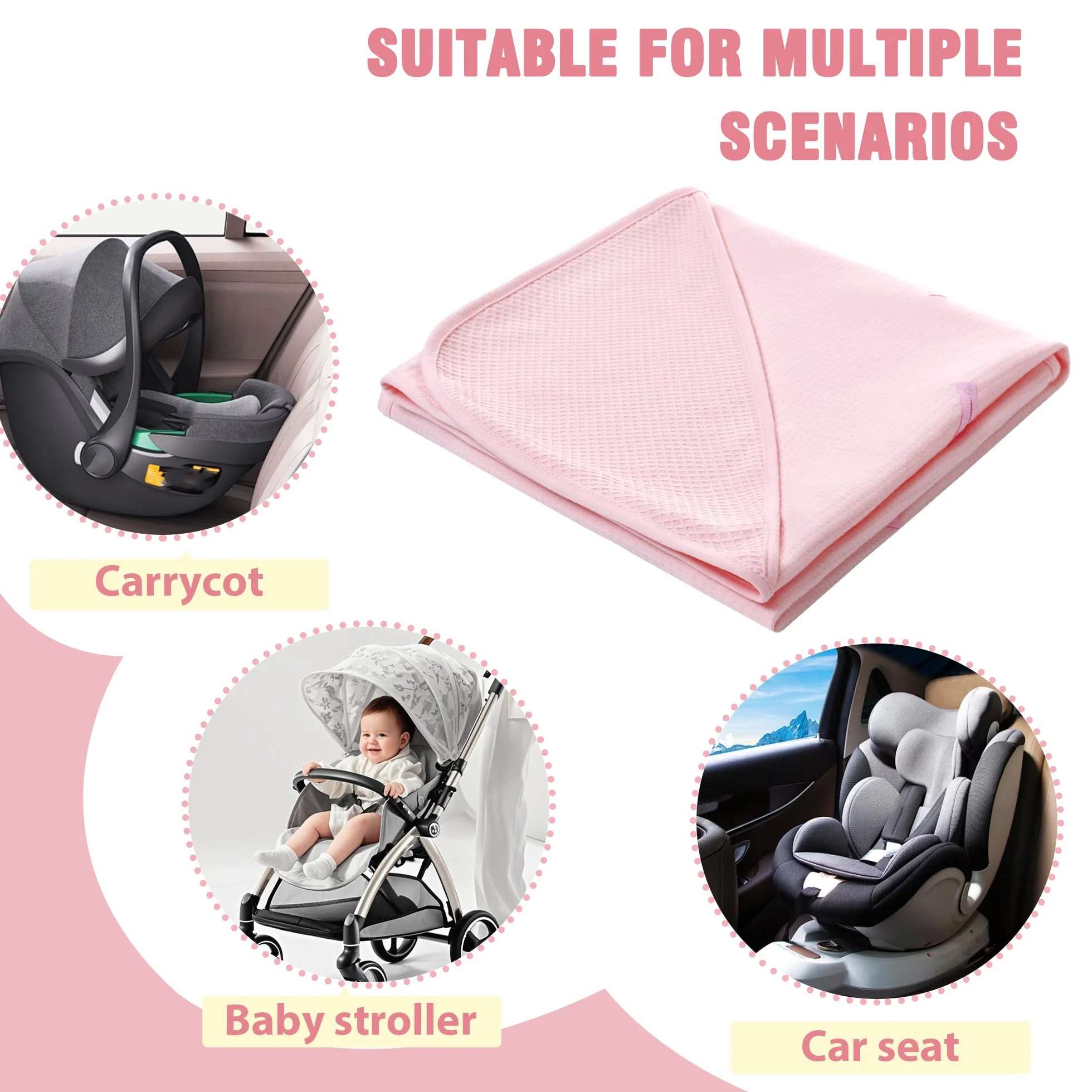 Coperta per ovetto, passeggino, 90 x 90 cm, in tessuto a nido d'ape, universale, per seggiolino auto