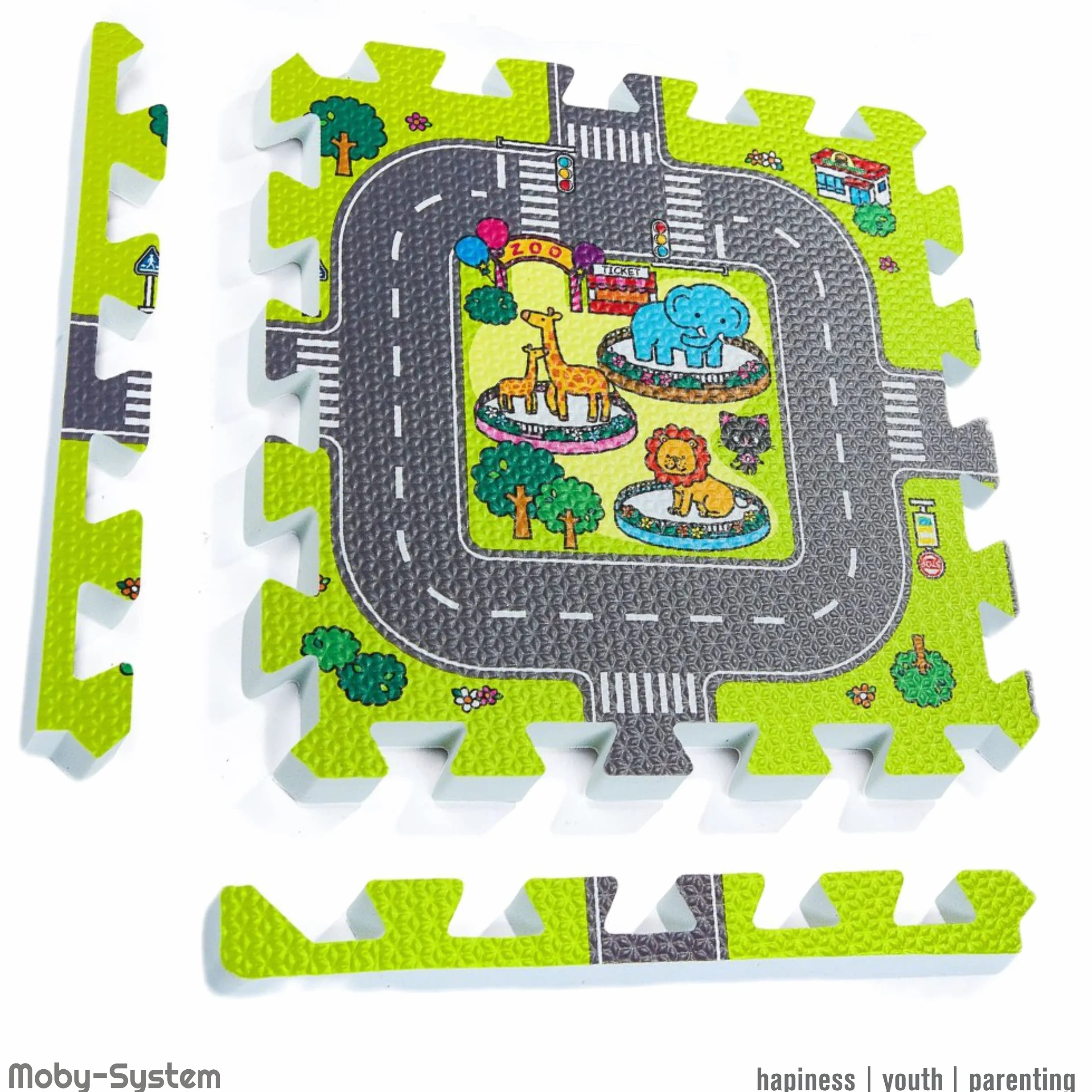 Moby-System Tappetino Puzzle per Bambini 90 x 90 x 1 cm - Inodore e Sicuro - Grande Tappetino da Gioco per Ragazzi e Ragazze - Senza Sostanze Tossiche