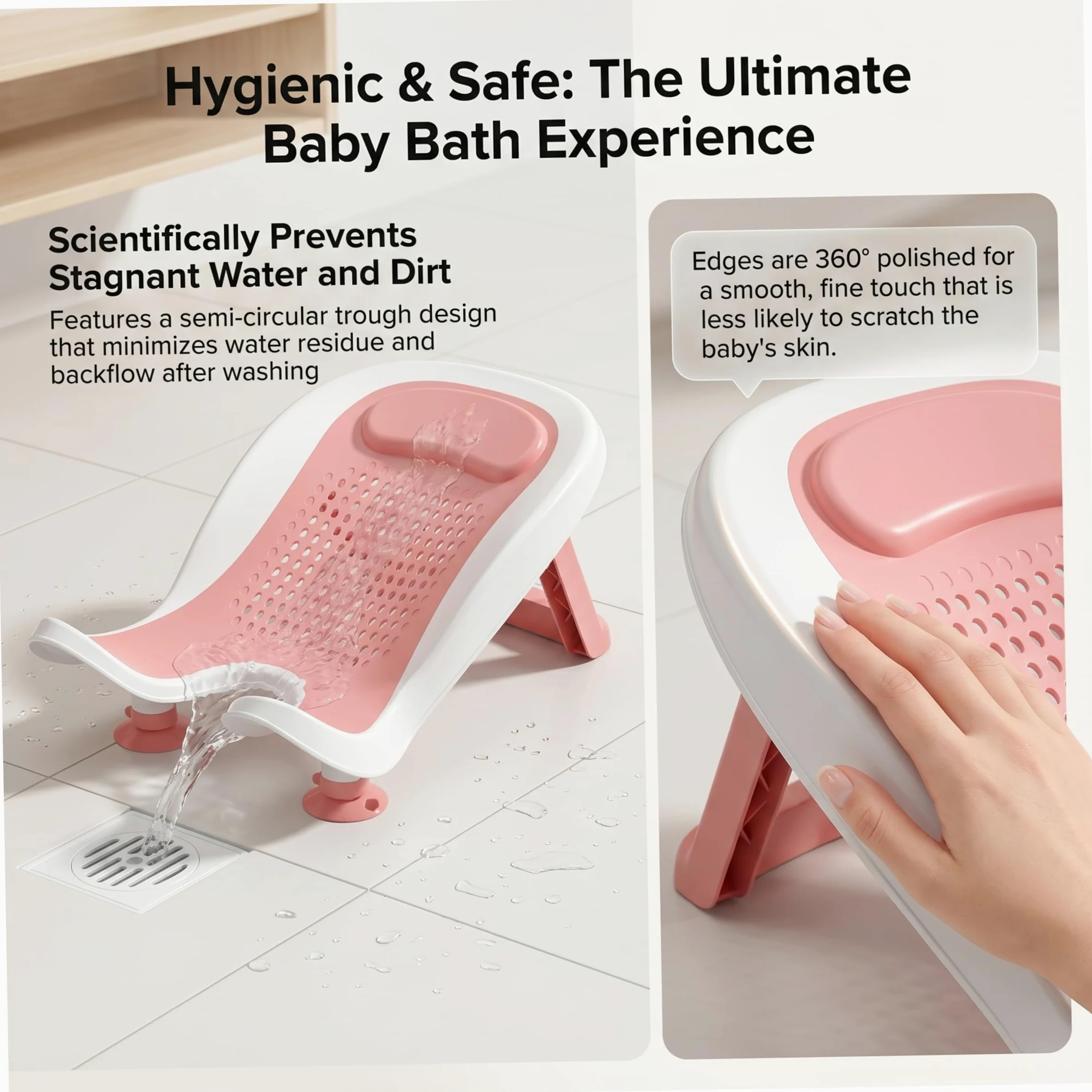 Supporto per bagnetto, vasca ergonomica per neonati con ventosa e gamba, soluzione per il bagno con lavandino antiscivolo per 0-12 mesi Style-3.