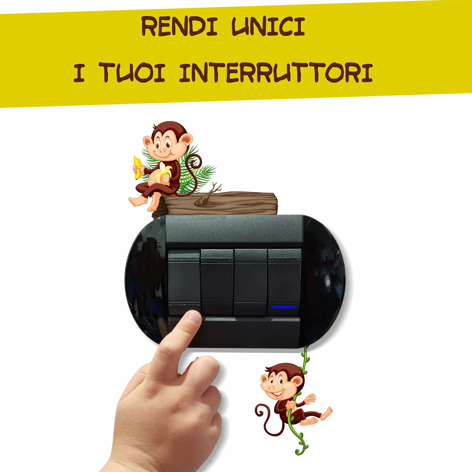 Bizarre Creations | Adesivi Animaletti per Decorazione Interruttori Luce, Adesivi per Interruttori, Bambini, Adesivi Simpatici Animaletti Savana Elefantino Leone Cameretta (10 Pezzi)