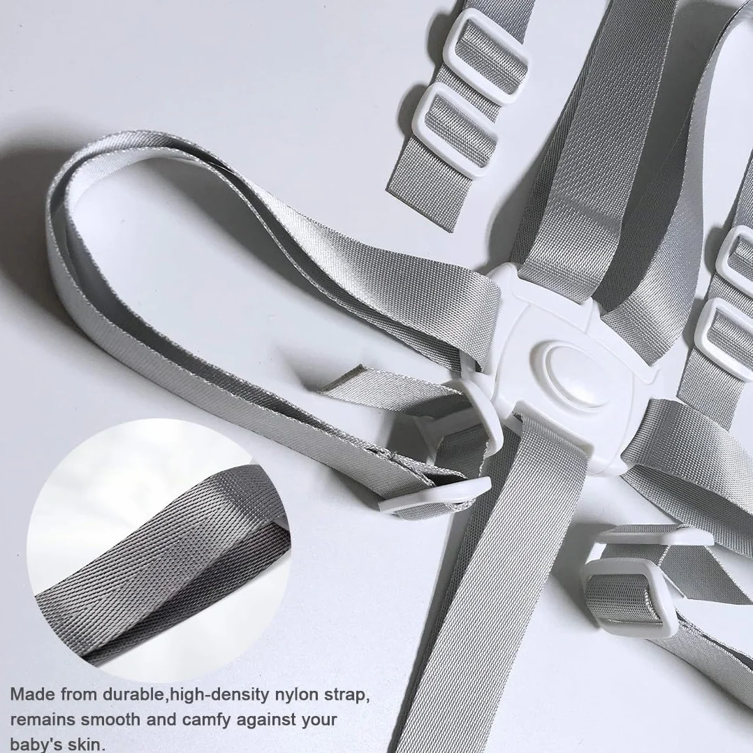 USTNIR 1Pcs Cinture Universali per Seggiolone Cinghie per Seggiolone a 5 Punti, Regolabile Cintura di Sicurezza per Bambini per Seggiolino Cinghie Passeggini per Bambini