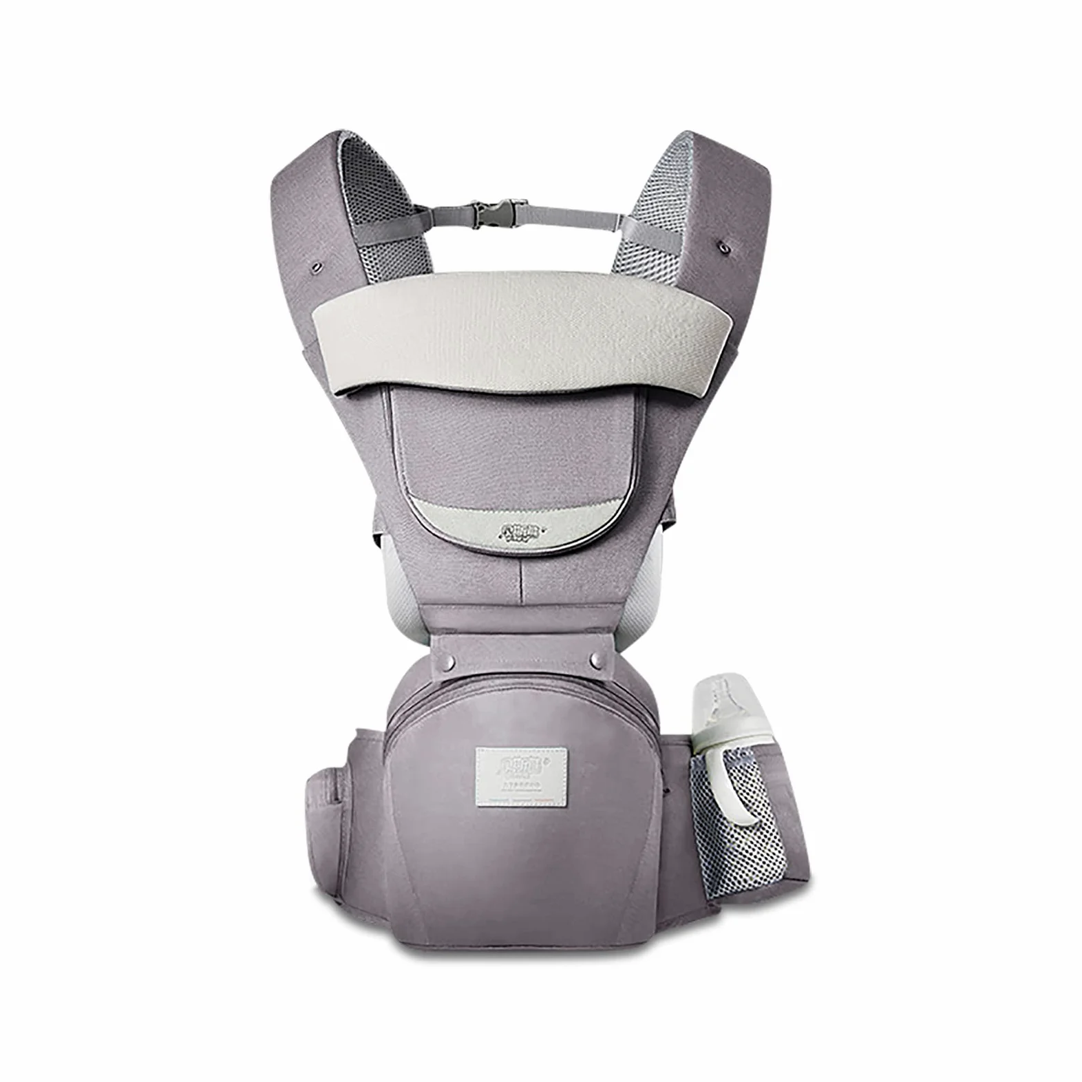 SONARIN Marsupio Neonati Multifunzione 3 in 1 con Sedile,Puro Cotone 3D Air Mesh Portantina Traspirante per Bambini 0-36 Mesi,Ergonomico,Regolabile,Tutte le Posizioni,Fino a 30 KG(Grigio Chiaro)