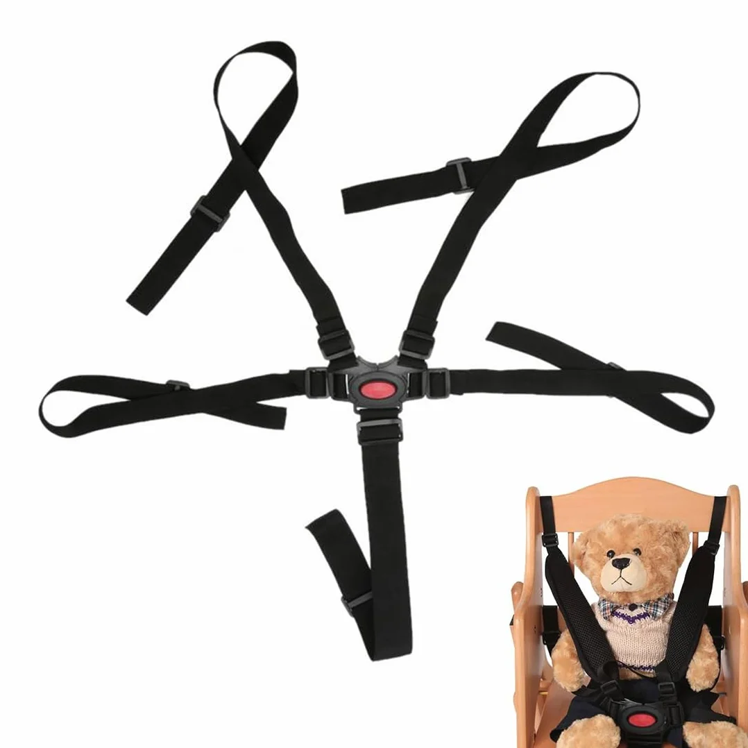 Cinture Universali per Seggiolone Cinghie per Seggiolone a 5 Punti, Regolabile Cintura di Sicurezza per Bambini per Seggiolino Cinghie Passeggini per Bambini, Nero