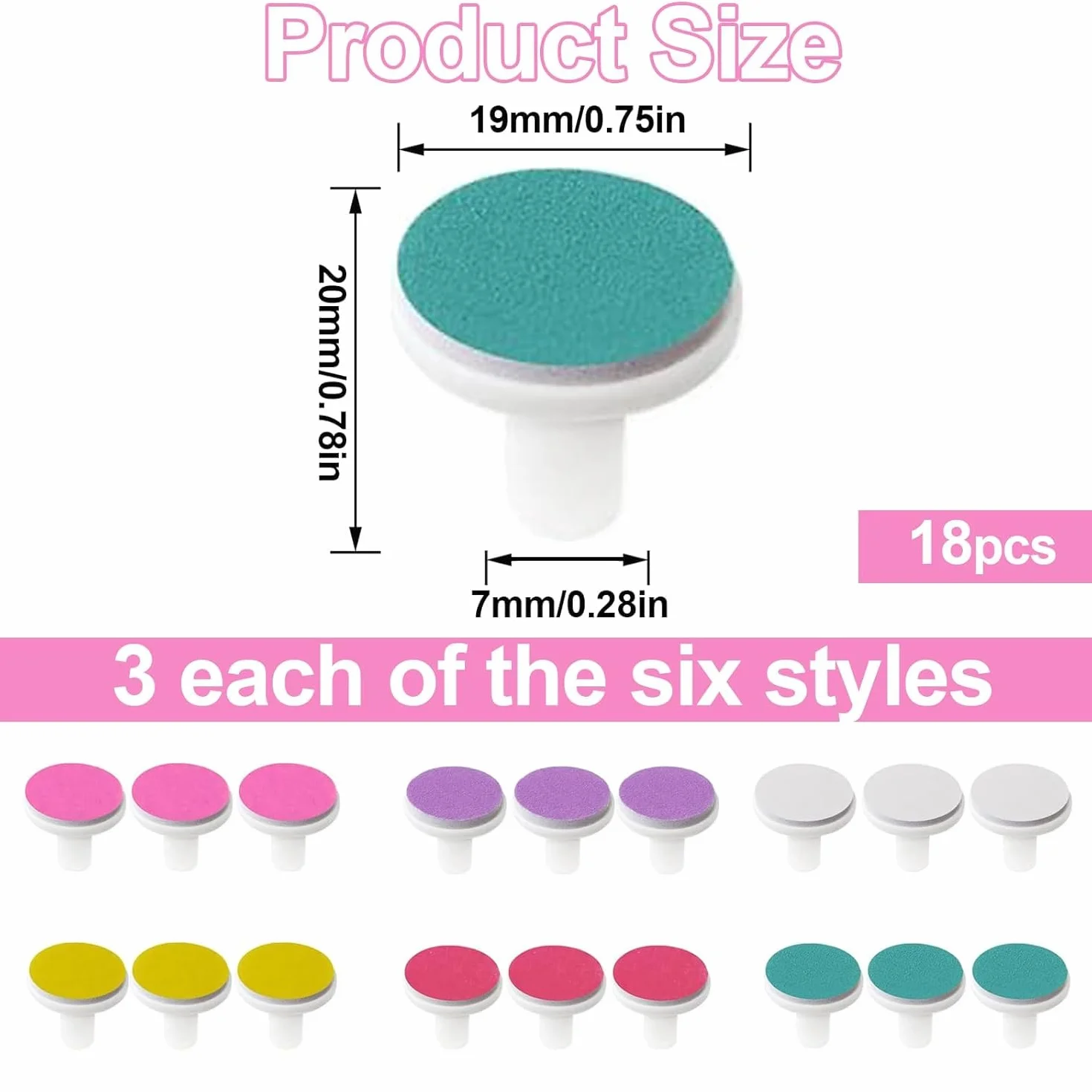 18 Pezzi Utensili Elettrici Lima per Unghie Teste Tagliaunghie Bambini Pastiglie di Ricambio Piccolo Pad Cura Smerigliatrice Spingi Cuticole Lucidatura Cuscinetti Chiodo Standard Set Lime