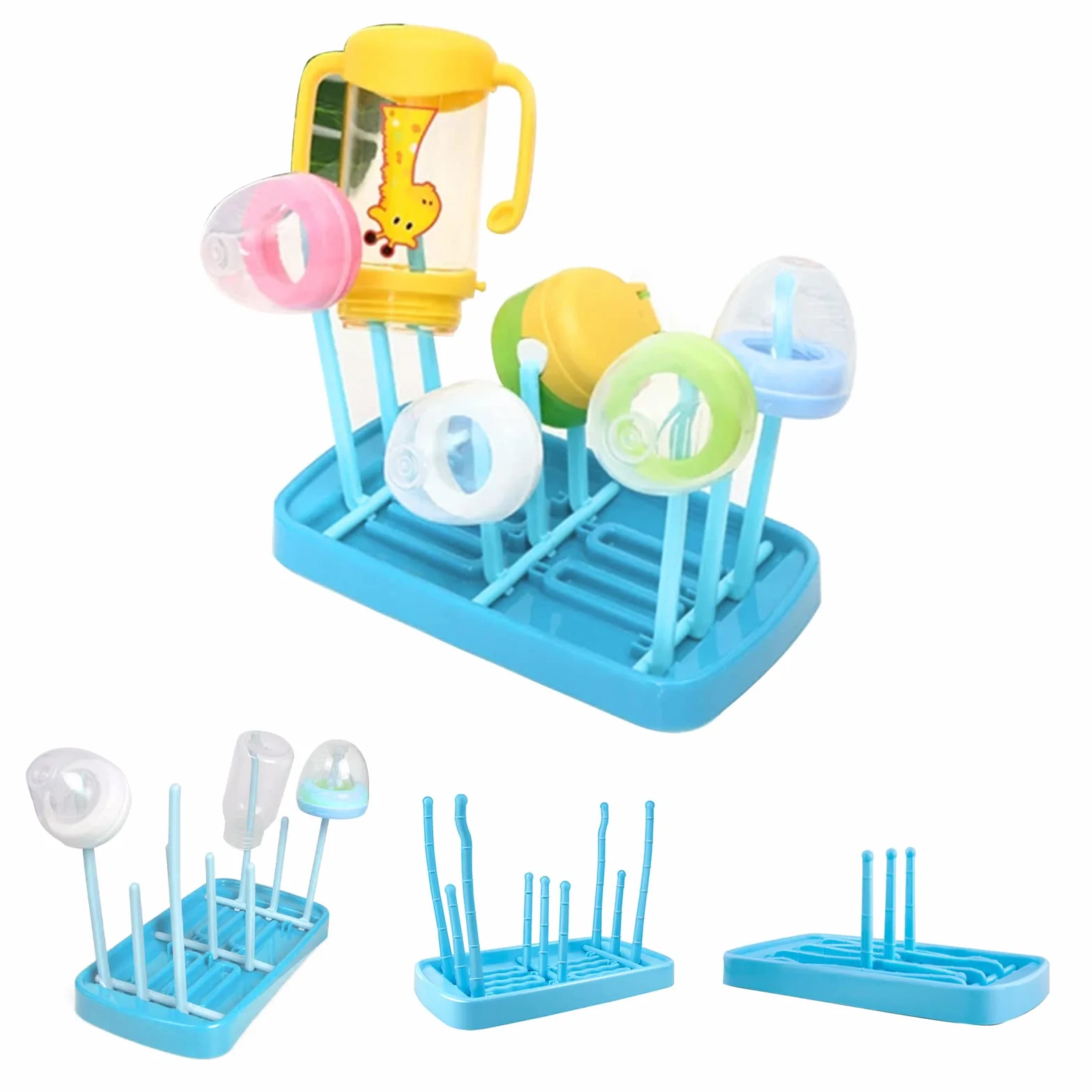 TMRBBesty Rastrelliere Asciuga Biberon,Asciuga Biberon,Scolabiberon,Bottiglia Stendino Scolabiberon,Viene fornito con 1 una spazzola per bottiglia di latte in silicone,Tazze da Bambino,Blu