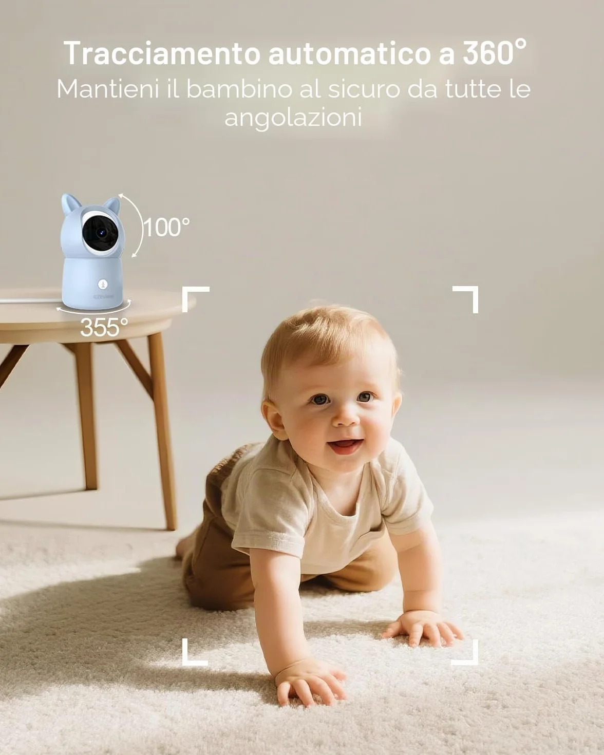 CZEview 5,5" 2.5K Baby Monitor Video e Audio, Luce Notturna & Musica, Telecamera Bambini, Controllo Tramite APP Mobile & Monitor (Blu)