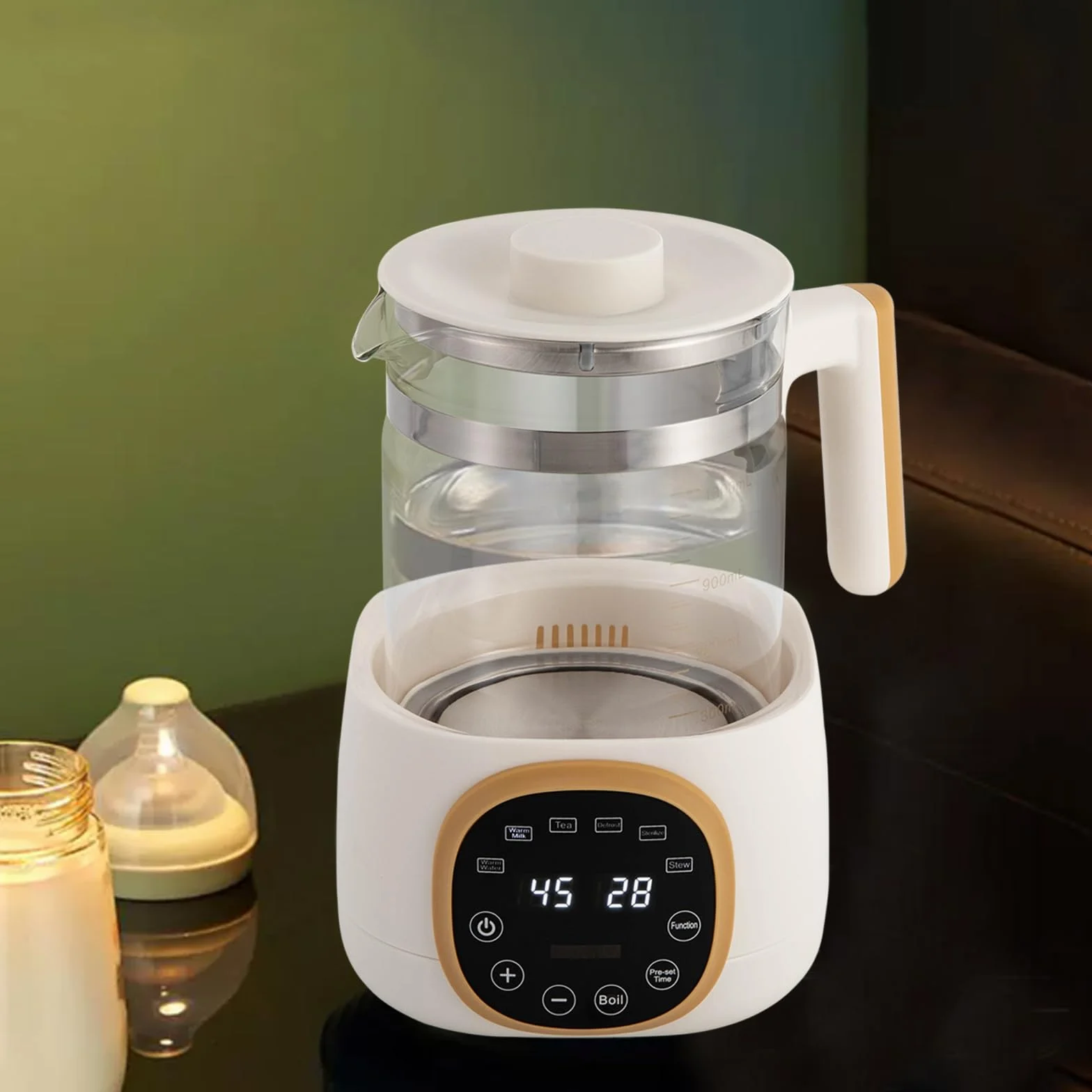 MINRS scaldabiberon per neonati, 72 ore, scaldabiberon per bambini, con funzione di mantenimento in caldo, controllo della temperatura, funzione memoria, display digitali LED, 1,3 l