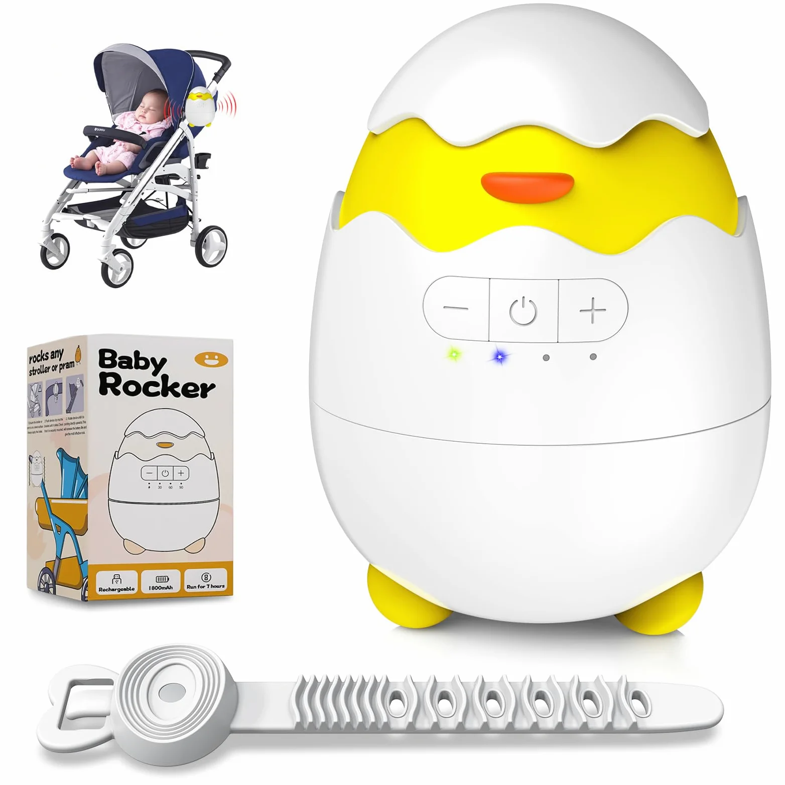 Robofun Baby Rocker-Design originale-Swing per passeggino, supporto per dormire per bambini, timer 30-60-90 minuti, 5 livelli di intensità