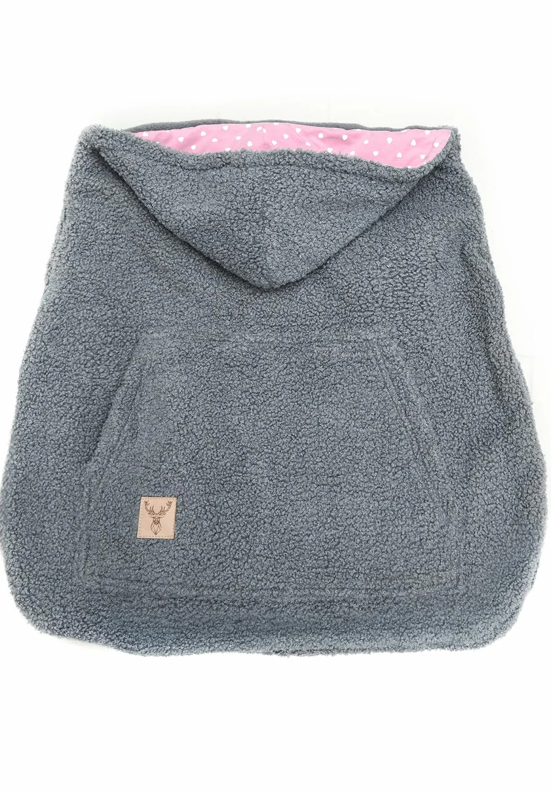 MijaCulture Tragecover M025 TEDDY - Copertura universale per portabebè e mantello, copertura calda per neonati (Grigio/Rosa)