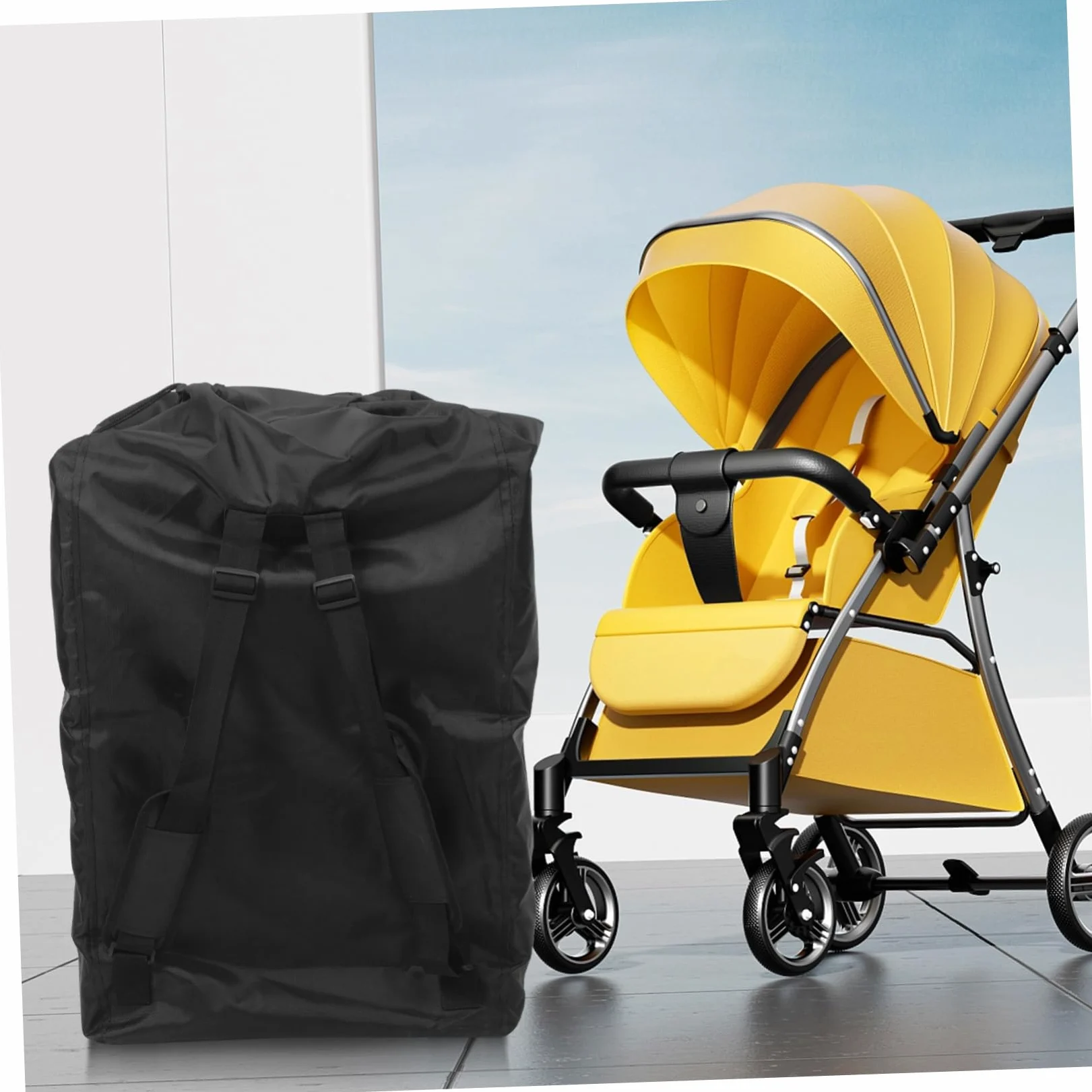 UPKOCH Borsa Portaoggetti per Passeggino Organizer da Viaggio Tasche Multiple Spallacci Regolabili e Tasca Laterale per Borraccia o Ombrello