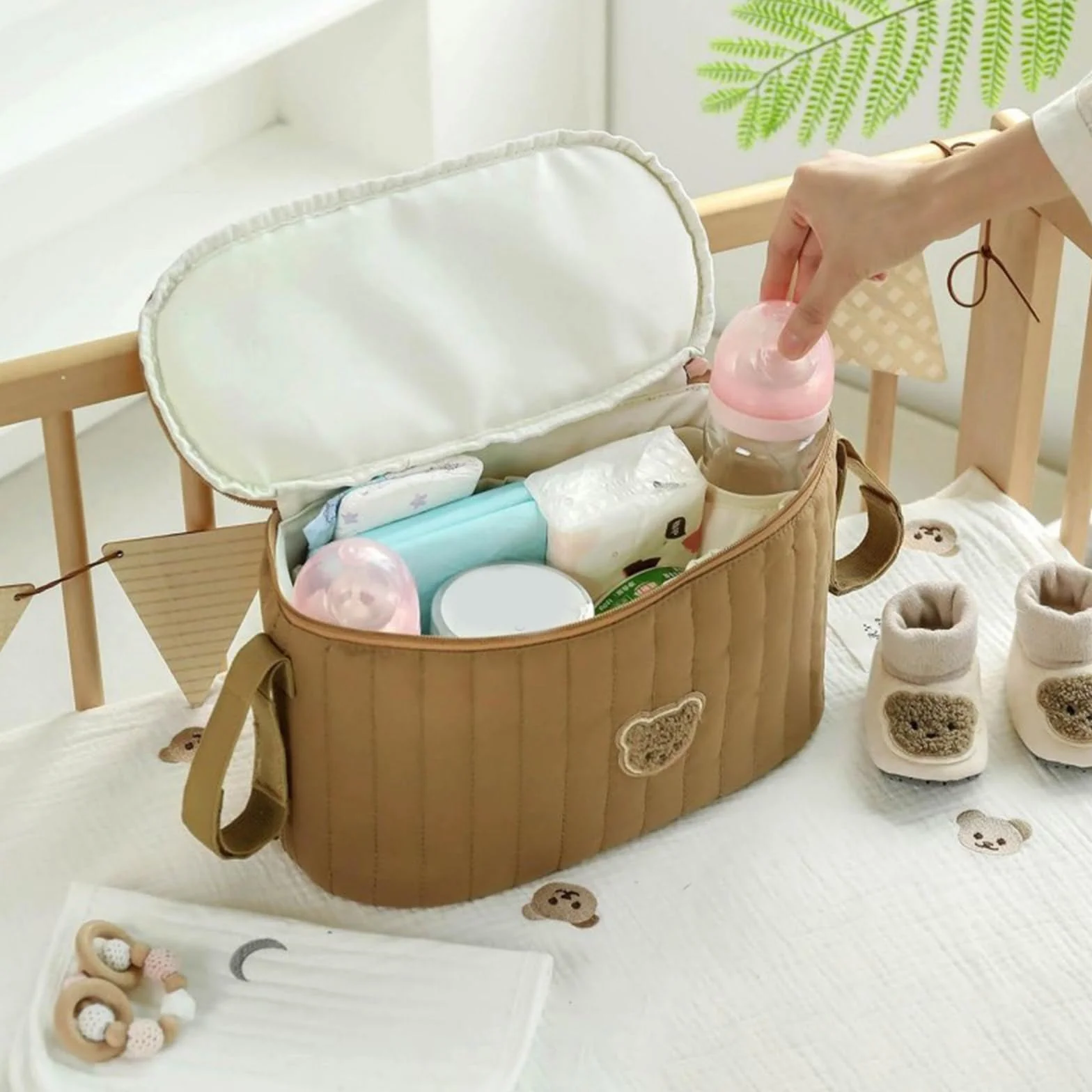 Multifunzionale Passeggini Bambino Hanging Bag Container con Design Spazioso Water Proofing Tessuto per Shopping e Viaggio Borsa Pannolino