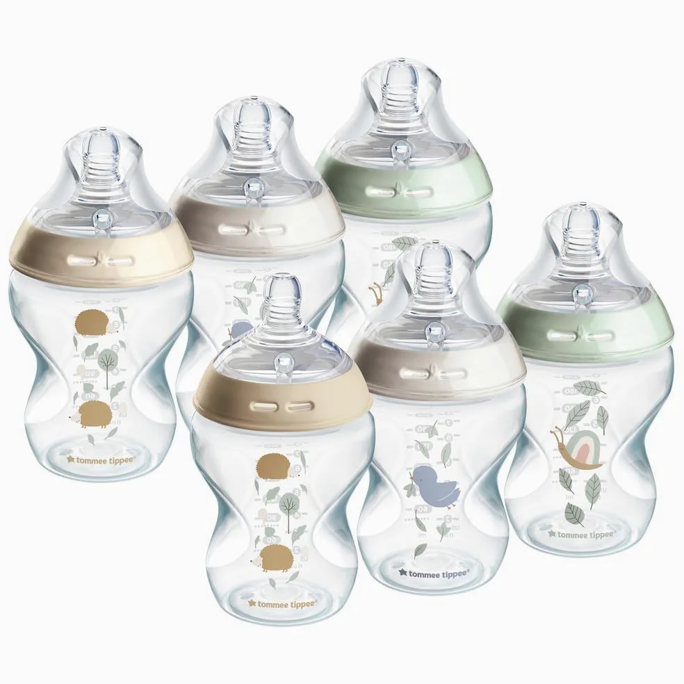 Tommee Tippee biberon anti-colica Natural Start 260ml | 6 pezzo con tettarella simile al seno materno, valvola anti-colica, autosterilizzante, decorato