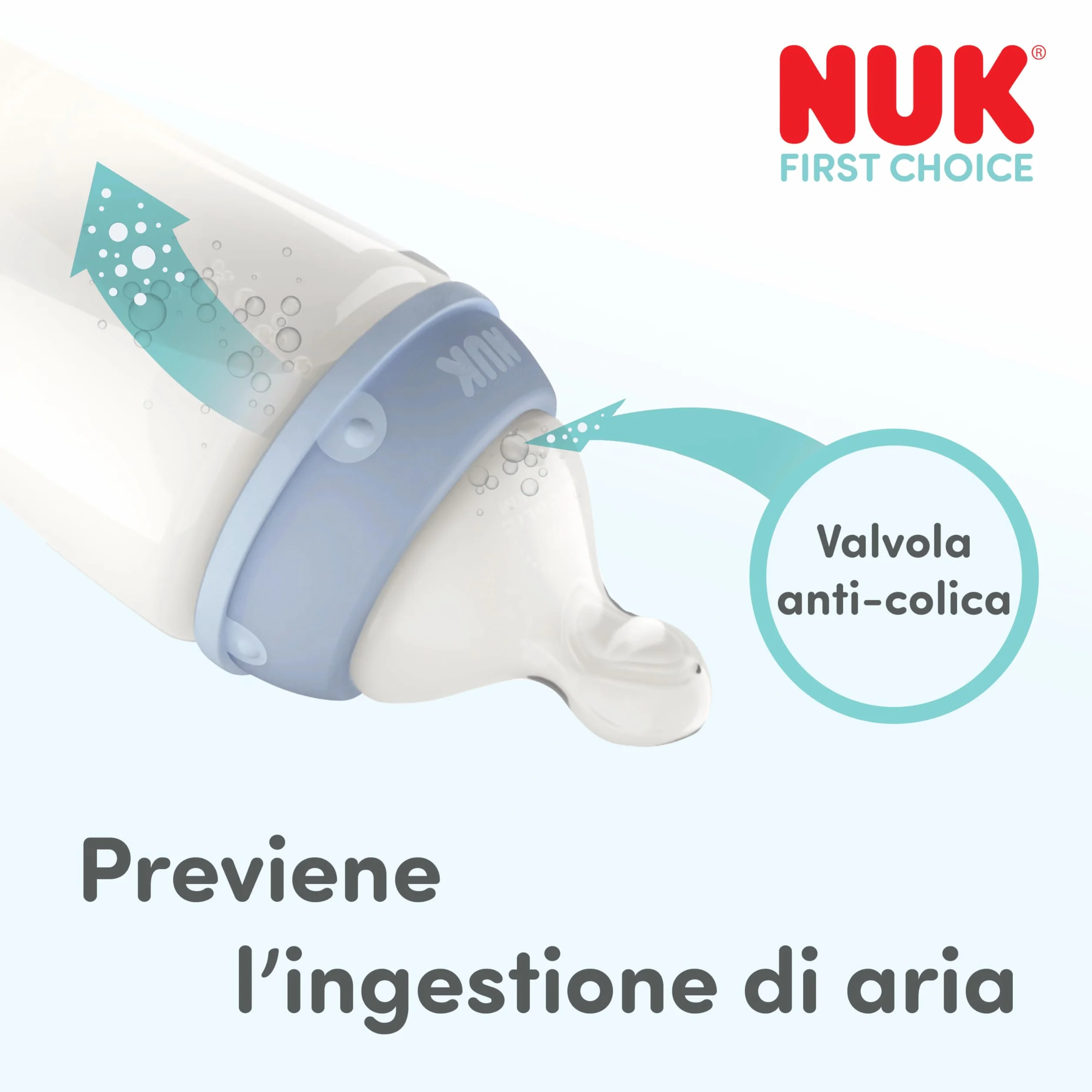 NUK First Choice Biberon | 3+ mesi | 240 ml | Biberon anti-colica | Vetro | Indicatore di controllo della temperatura | Cavalluccio marino | Confezione da 1