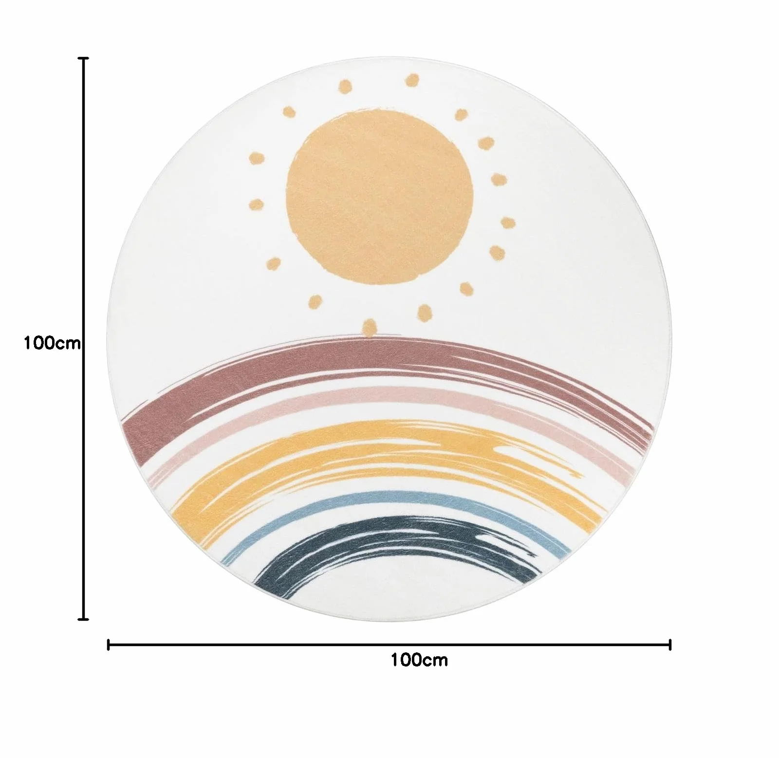 TT Home Tappeto Stanza Bambini Lavabile Arcobaleno Sole Moderno, Colore:Blu Giallo Rosa, Dimensione:100 cm tondo