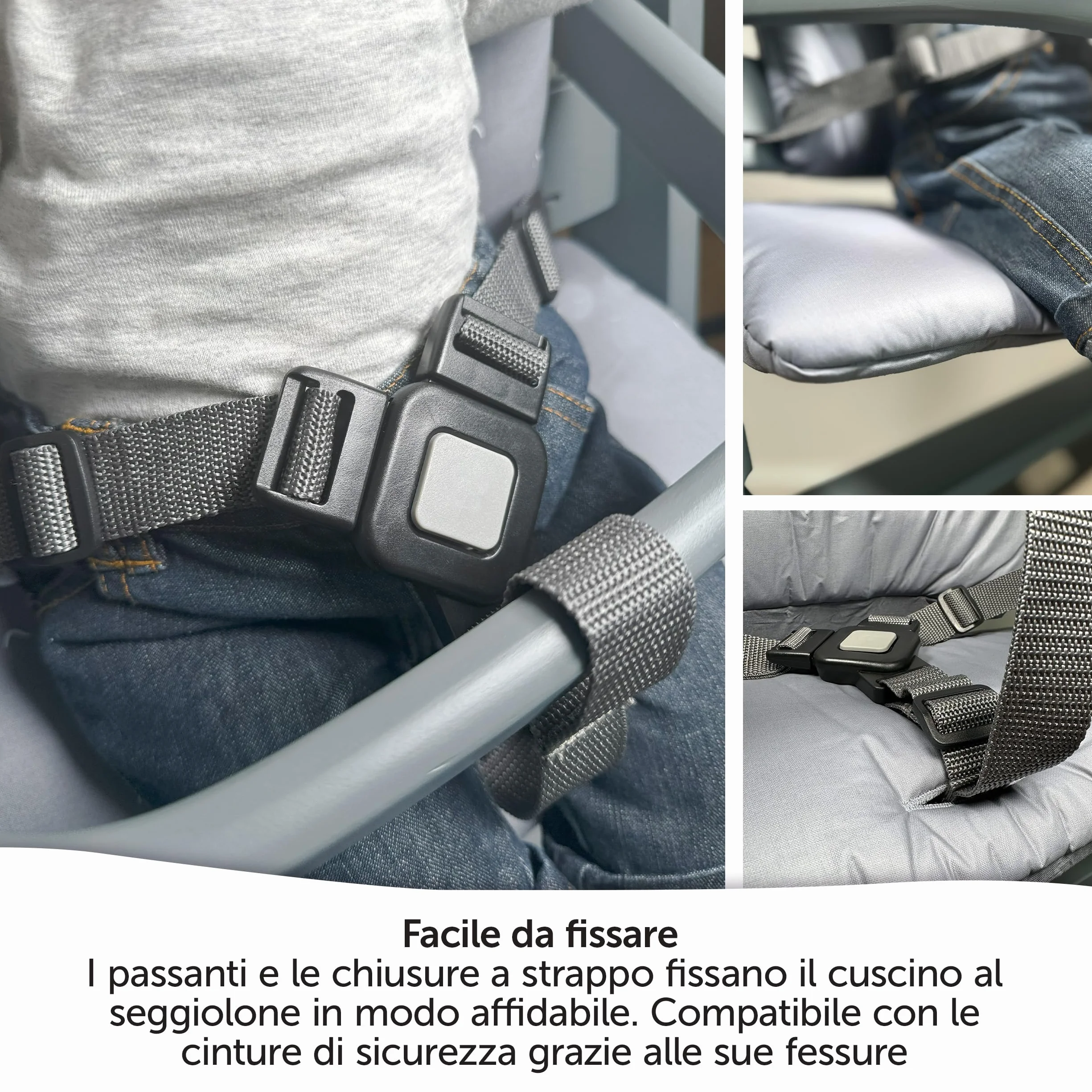 LaLoona Cuscino Seduta Seggiolone Pappa Per Safety 1st/Bebeconfort Timba - Cuscino Seggiolone Pappa Bimbo 2 Pezzi, OEKO-TEX Standard 100, Lavabile in Lavatrice - Grigio