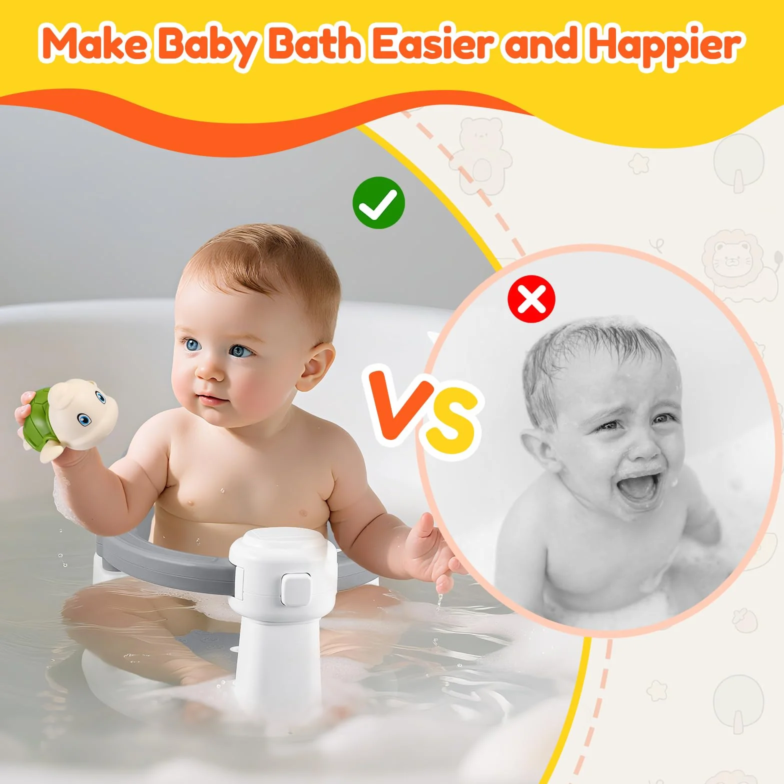Seggiolino da Bagno Per Bambini,Seggiolino Antiscivolo Con 4 Potenti Ventose,Seggiolino per Vasca da Bagno per Bagnetto da 6 Mesi