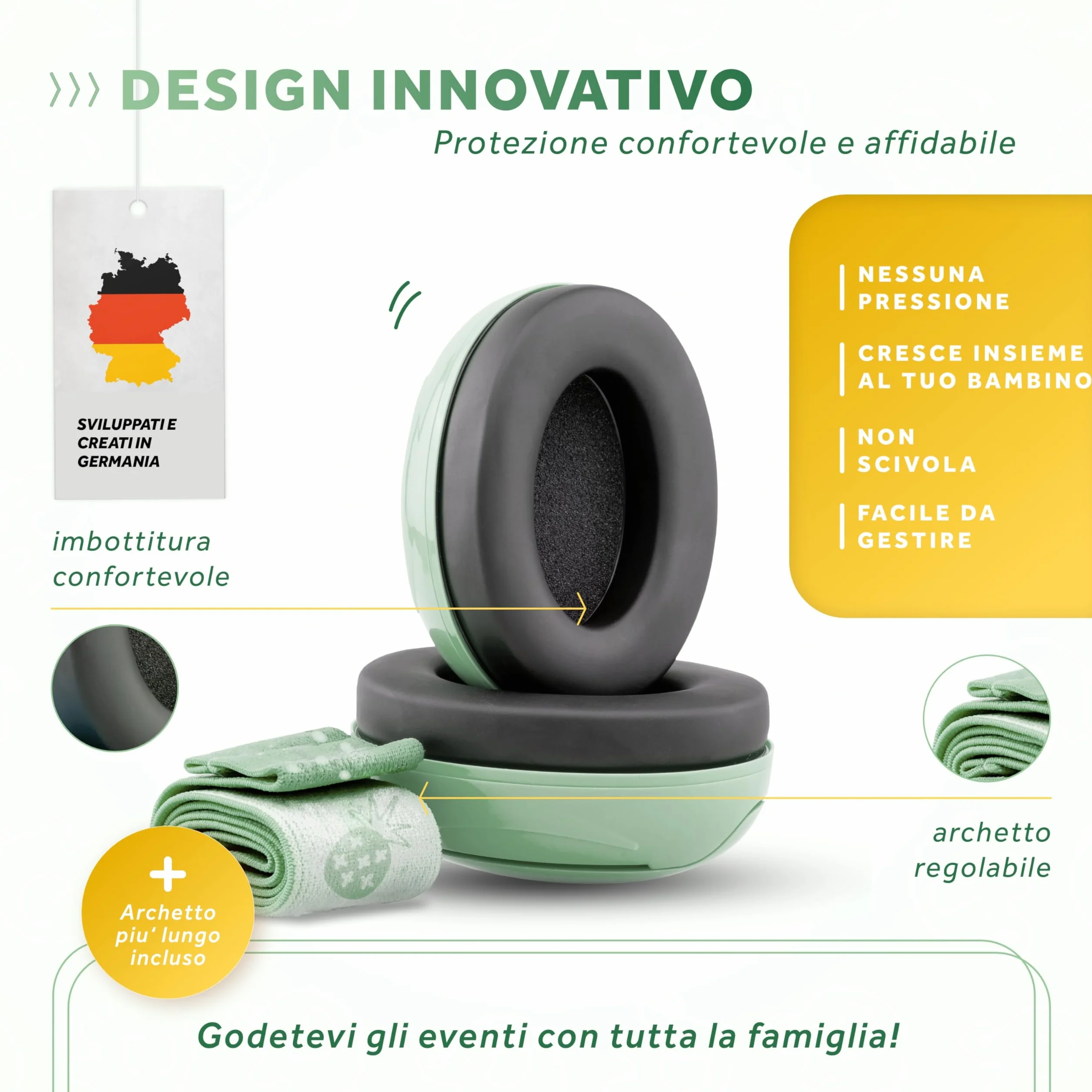 Schallwerk ® Mini+ Cuffie Antirumore Bambini - Protezione dell'udito per Bambini e Neonati - Cuffie Neonato Antirumore, Neonato, Bambino, Aereo, Rumore