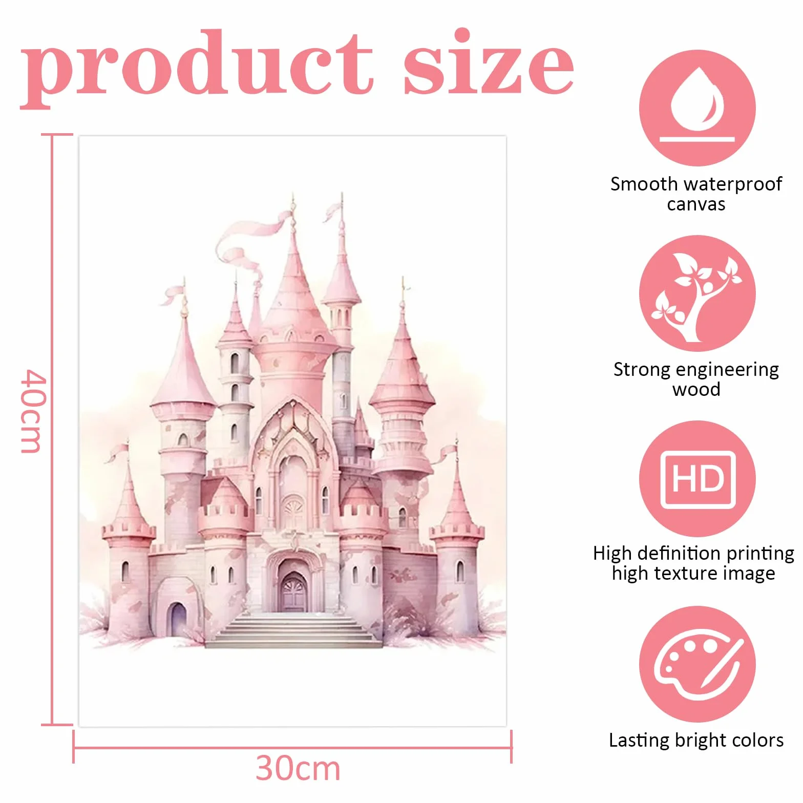 Zamety Poster da Parete Ragazza, Quadro Camera da Letto 30×40cm, Set di 3 Poster Arcobaleno Unicorno Principessa e Castello, Stampe da Parete Adatto per Camerette per Bambine, Senza Cornice