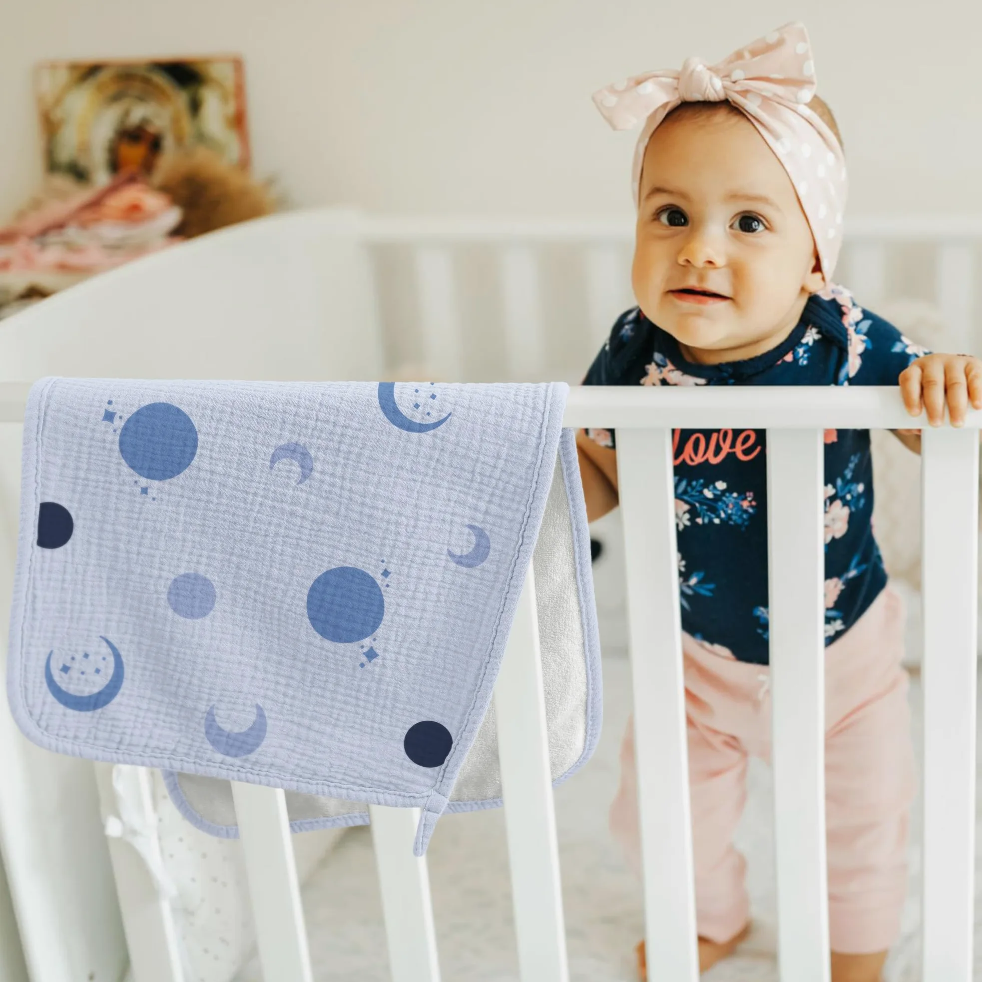 bearmoss Bambino in Mussola Per Neonati, 6 Pezzi, Set 50 X 25 Cm, Super Morbido Assorbente in Mussola A Grana Per Neonati, Unisex, Per Bambine E Ragazzi (blu)