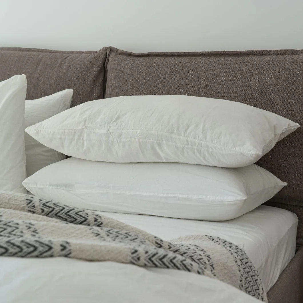 Cuore di lino - Federa letto in puro lino 100% Made in Italy Moderna Bianco Ottico 50x80cm