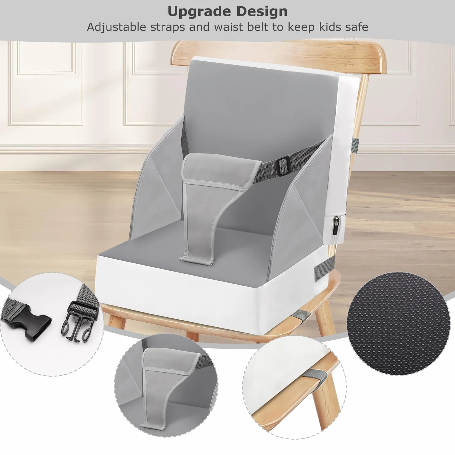 Sitzerhöhung Rialzo da Sedia per Bambini, 3-punto Cintura Cuscino di Seat Bambini Baby PU Impermeabile Sedia Portatile di Seat Elevation Con Cinture Cuscino di Seat