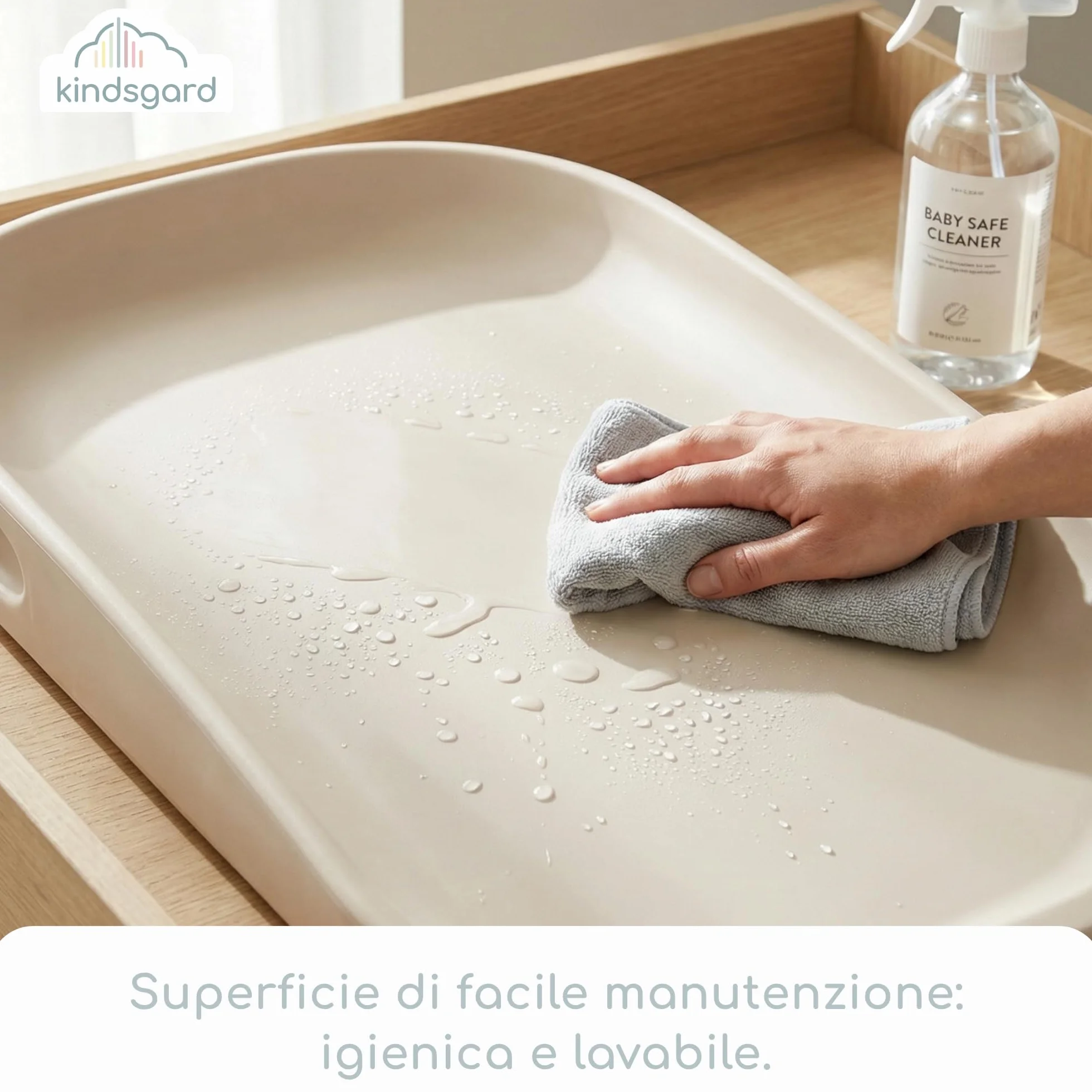kindsgard Fasciatoio "Skifte" - Morbido tappetino fasciatoio in PU con bordo rialzato, lavabile, igienico, privo di sostanze nocive - 68,5 x 48 cm - per fasciatoio, cassettiera, lavatrice o pavimento