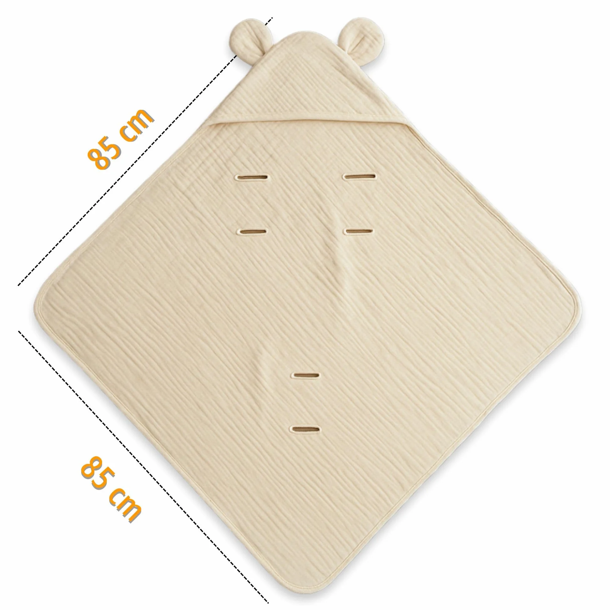Sacco ovetto coperta mussola 85x85 cm - copertina per passeggino bebe per seggiolino auto bambino o swaddle neonato 0-6 mesi universale e lavabile Oeko-Tex Beige chiaro