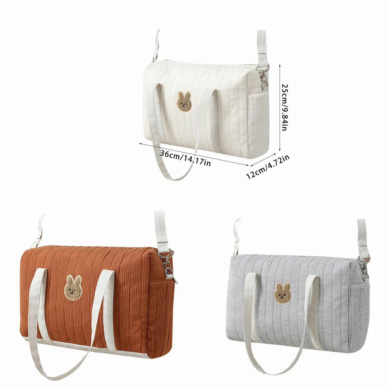 Borsa per pannolini per bambini di grande capacità, con design raffinato ricamato, accessorio da viaggio per bambini
