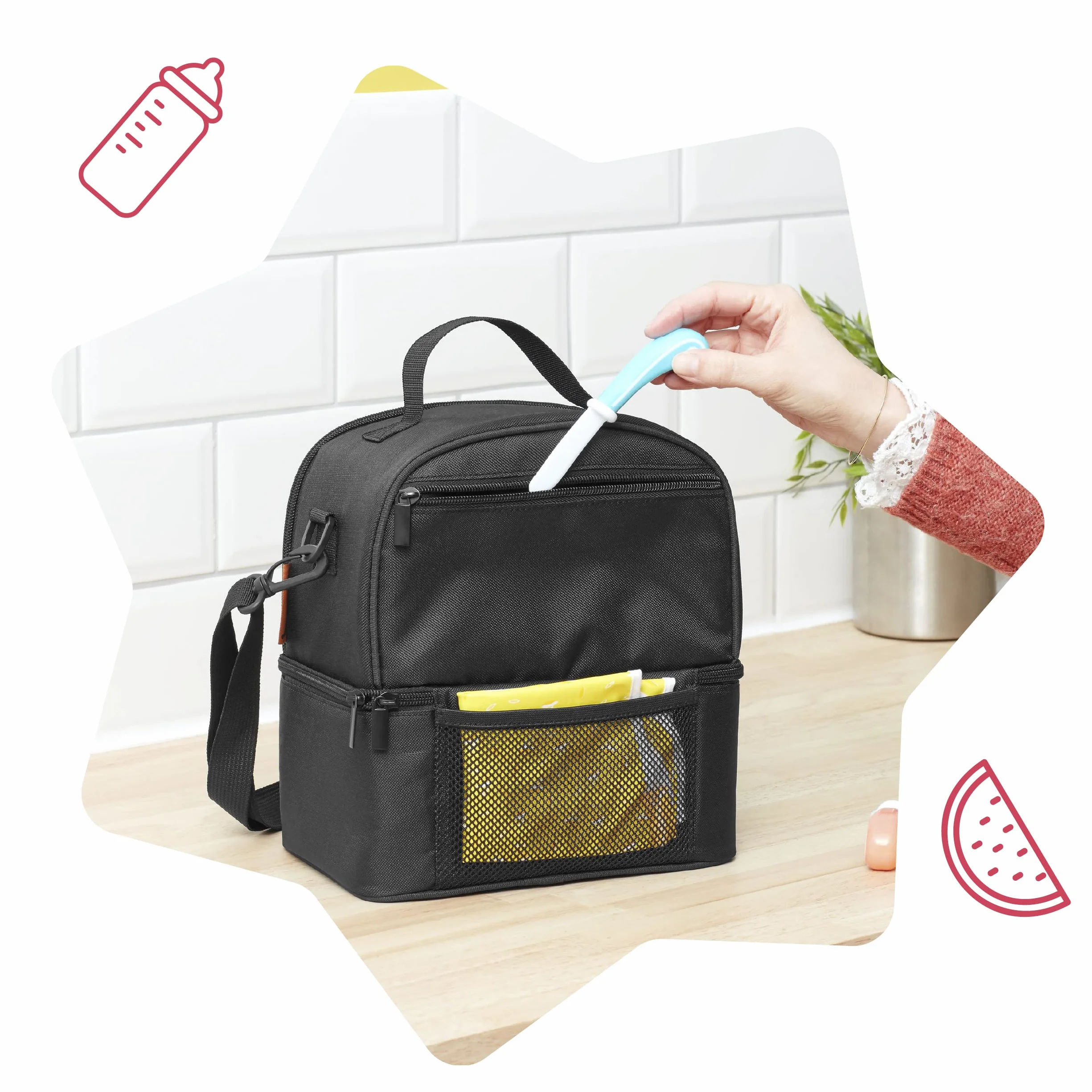 Badabulle B043304 Borsa Porta Pappa Termica Multitasche Pick e Go, Alluminio