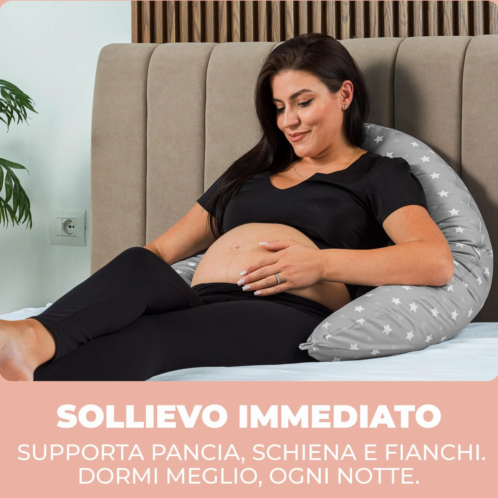 Cuscino Gravidanza e Allattamento per Dormire di Lato per Donne Incinta Idea Regalo per Neo Mamme con Federa in 100% Cotone e Morbido Riempimento Accessorio Full Body Premaman per un Sostegno Ottimale