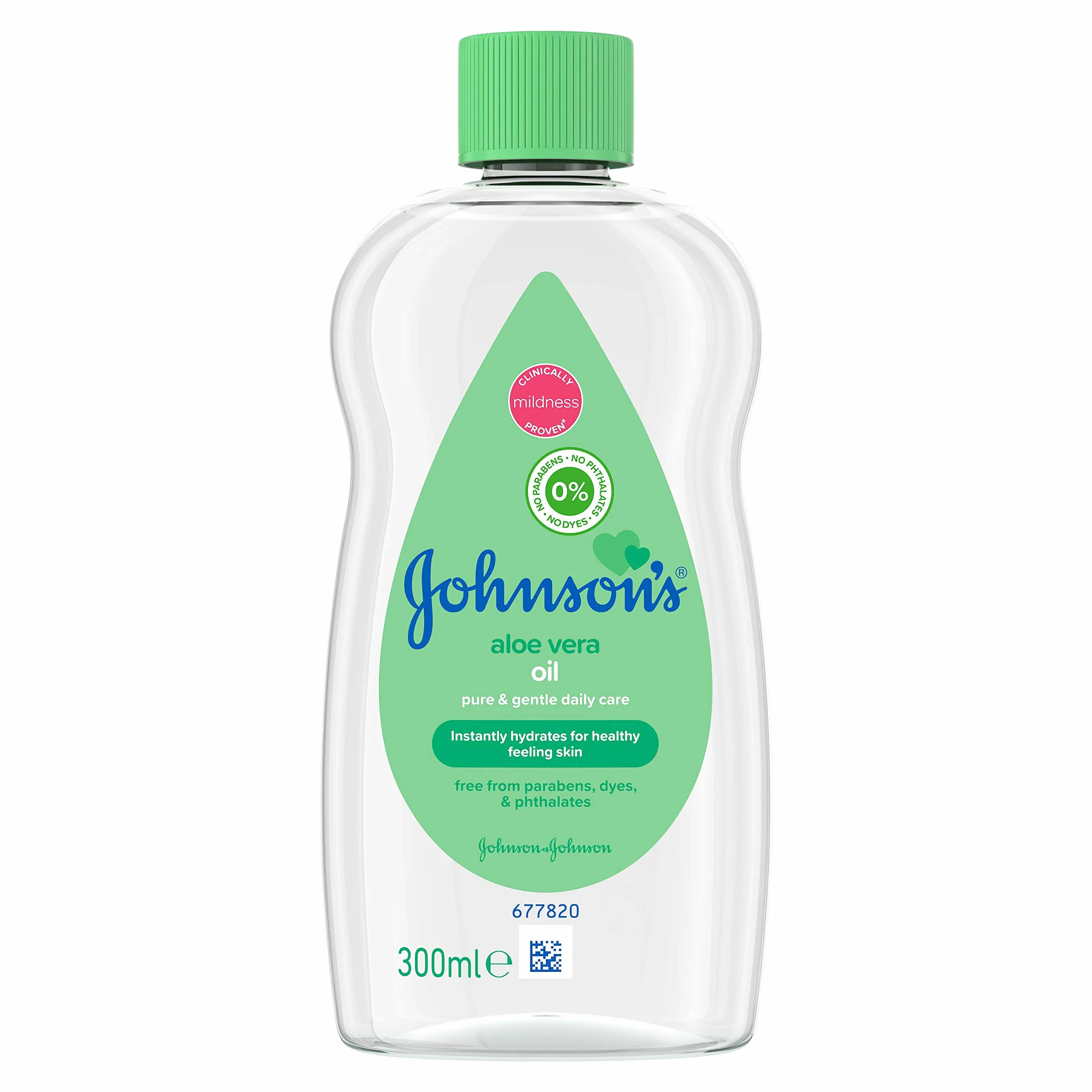 Johnson's Aloe Vera Baby Oil 300ml - Lascia la pelle morbida e liscia - Ideale per pelli delicate